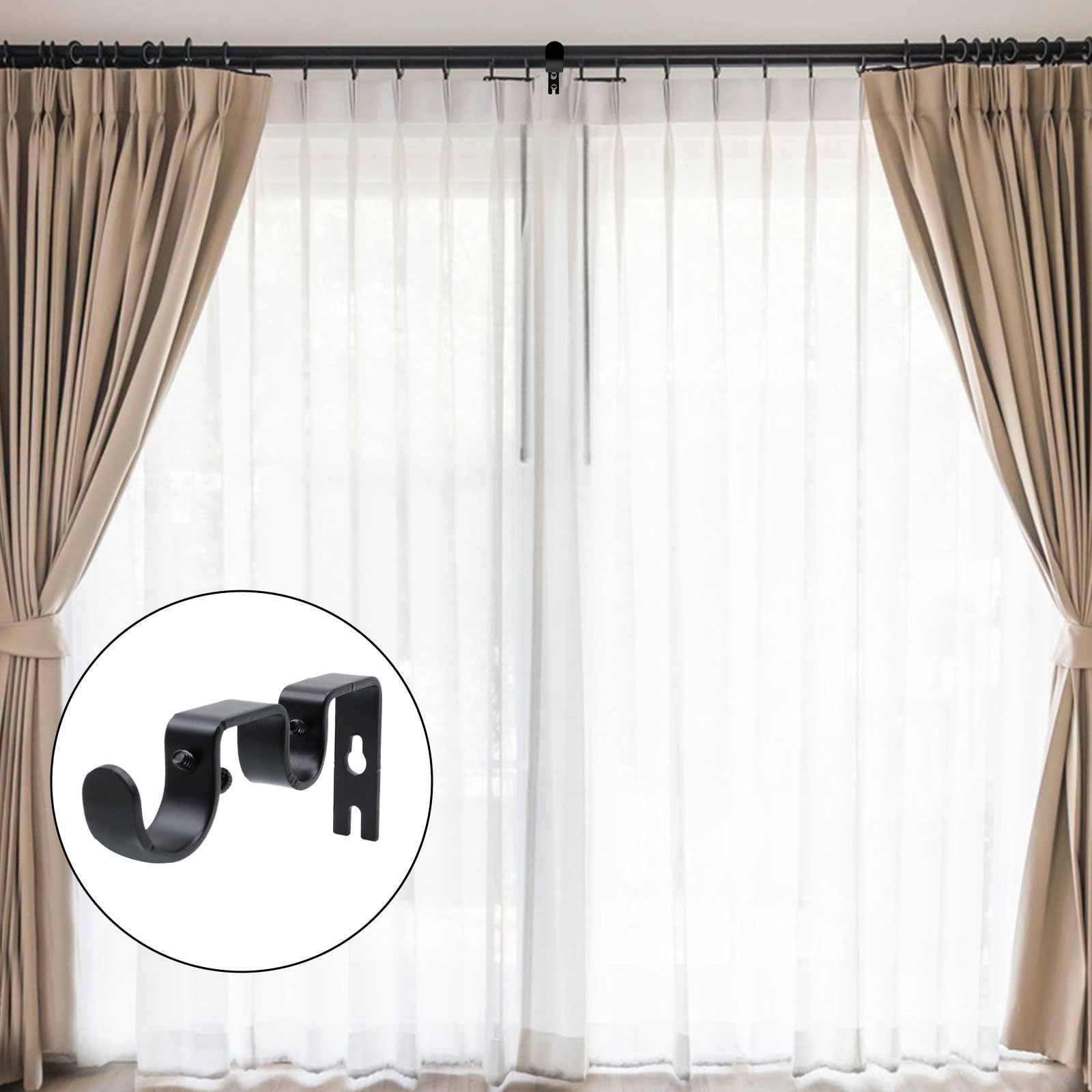 Curtain Rod Brackets - 6 Pack Metal Holders -7