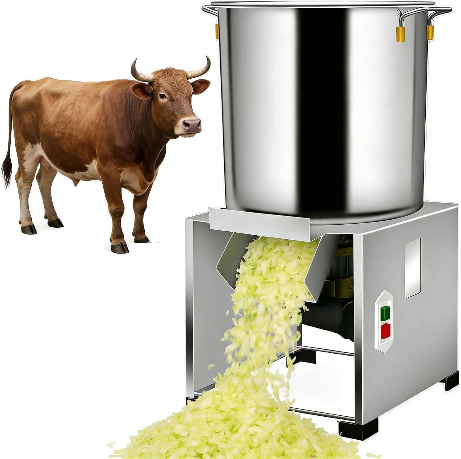 Picadora Verduras Comercial, Trituradora Cría Eléctrica, Picadora Eléctrica Verduras En Cubos, Gran Entrada Alimentos Diámetro, 3500 RPM, Para Alimento Animales Verduras Granos Cacahuete 220V-1800W