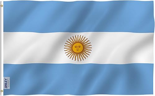 ANLEY Fly Breeze - Bandera argentina de 3 x 5 pies color vivo y a prueba de decoloración cabecera de lona y doble costura banderas nacionales