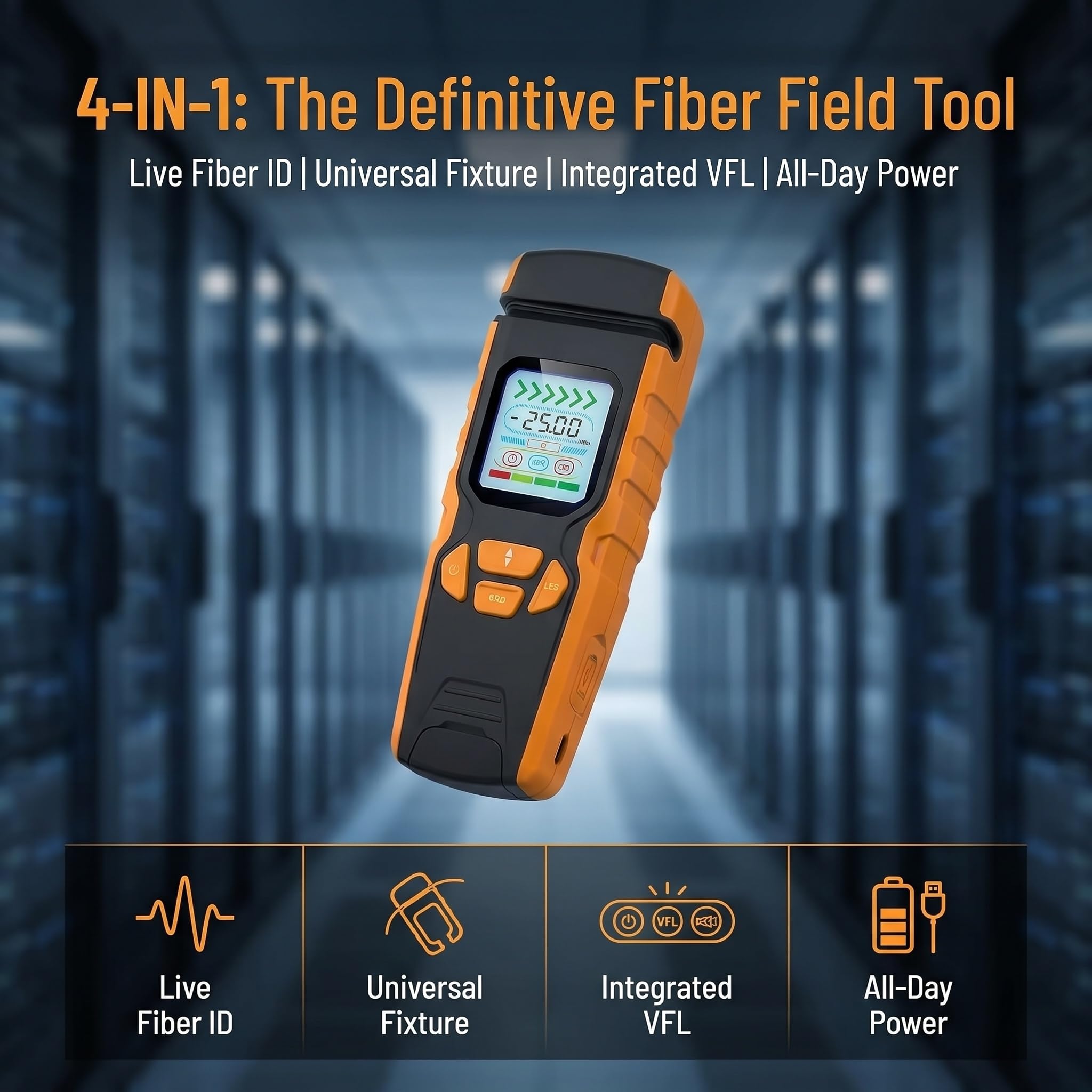 Identificateur de fibre optique électrique (ofi), détecteur de signal de trafic à fibre active et testeur de fibre optique, détection 850-1700 nm, identification de direction à 3 fréquences