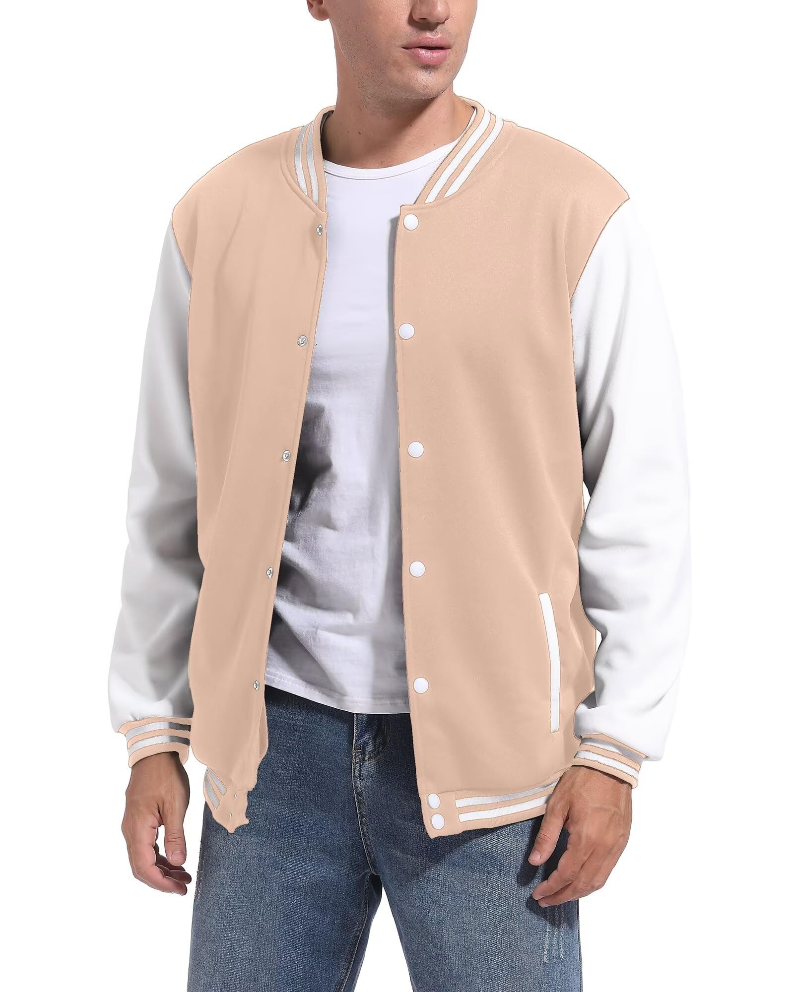 DHSPKN Men's Varsity Baseball Jackets Causal Slim Fit Varsity Letterman Jacket Boys Bomber Jackets