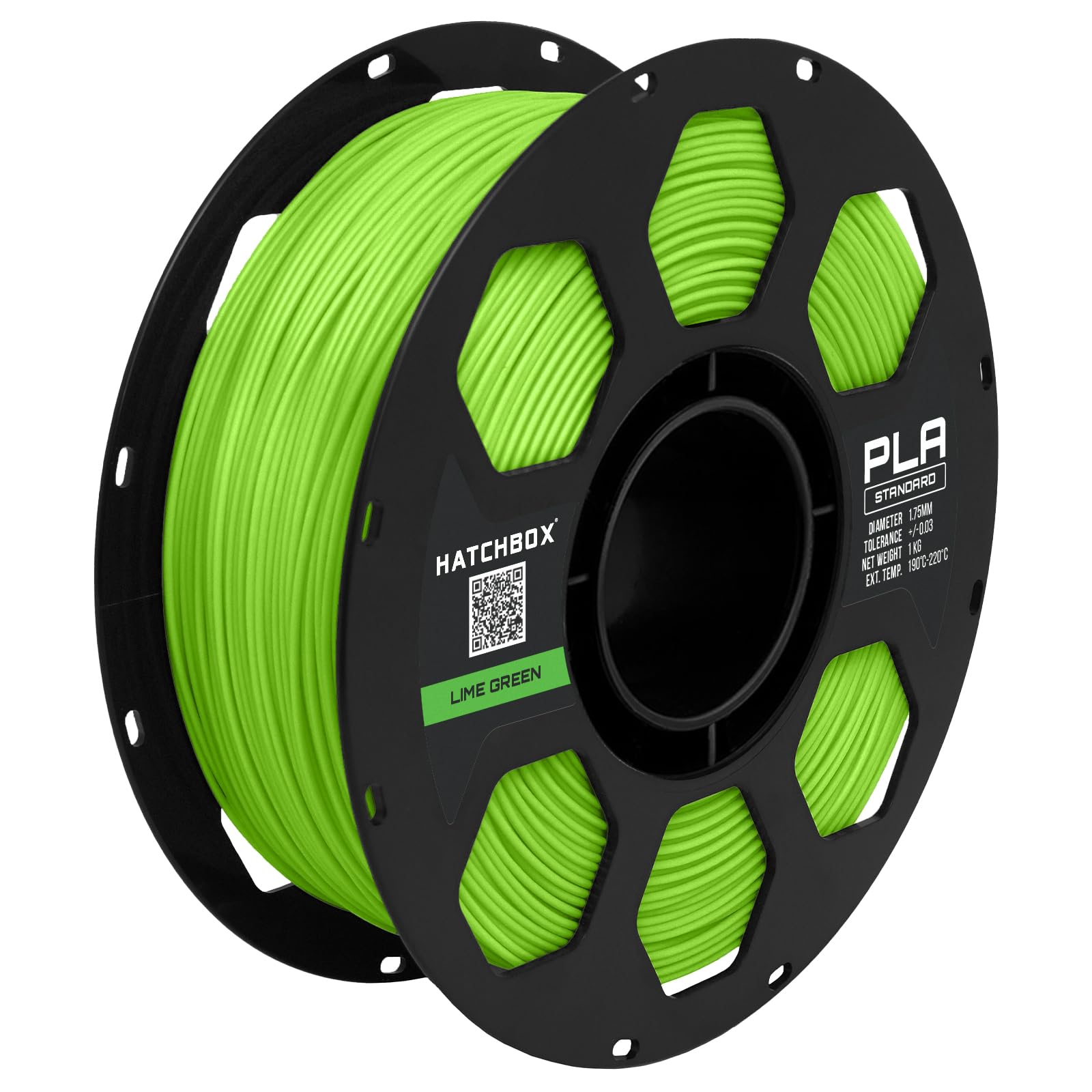 HATCHBOX Filament do drukarki 3D PLA, 1,75 mm, limonkowy zielony, szpula 1 kg, dokładność wymiarowa +/- 0,03 mm, filament do drukowania 3D