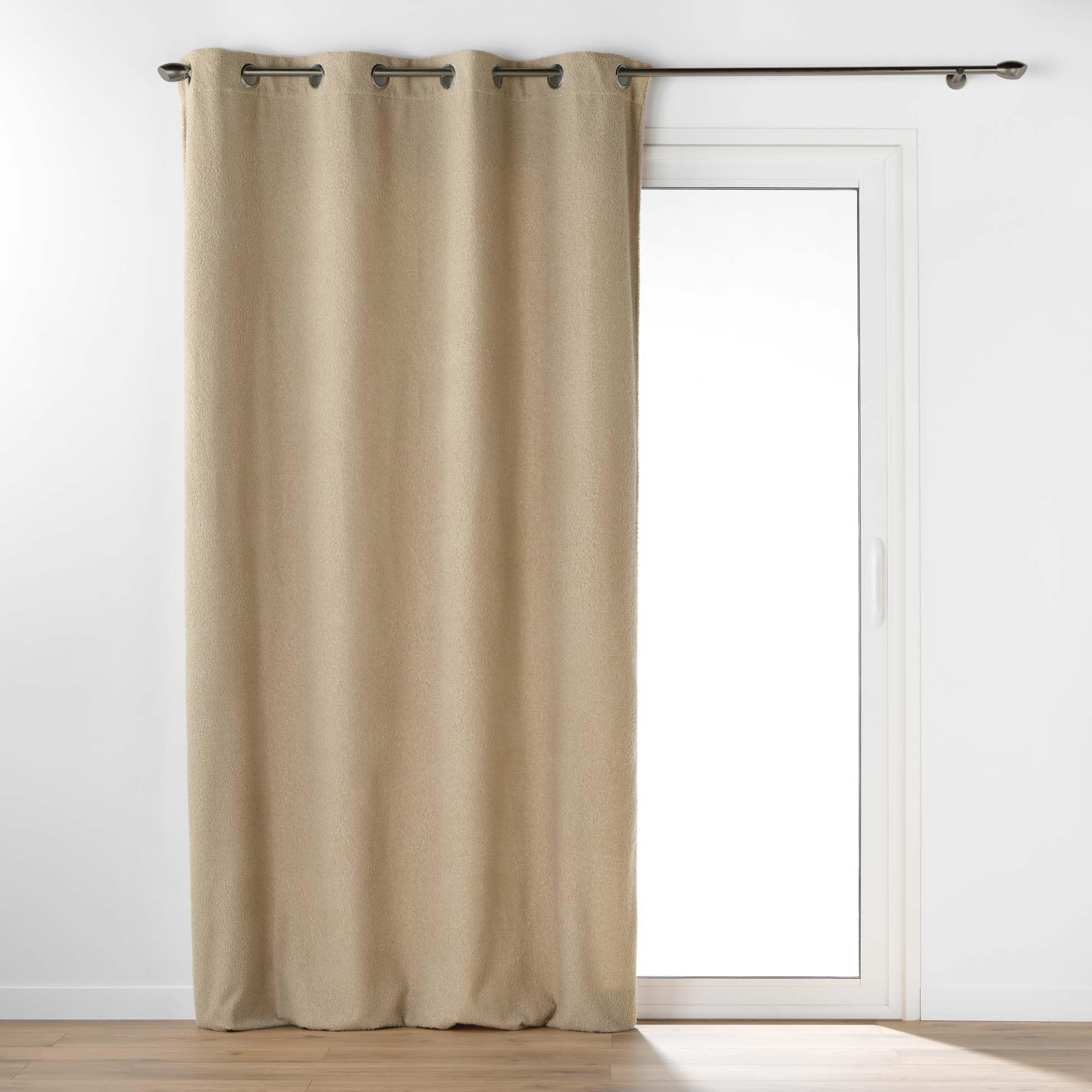Douceur d'Intérieur, Wooly Curtain with Eyelets 140 x 240 cm Beige Plain