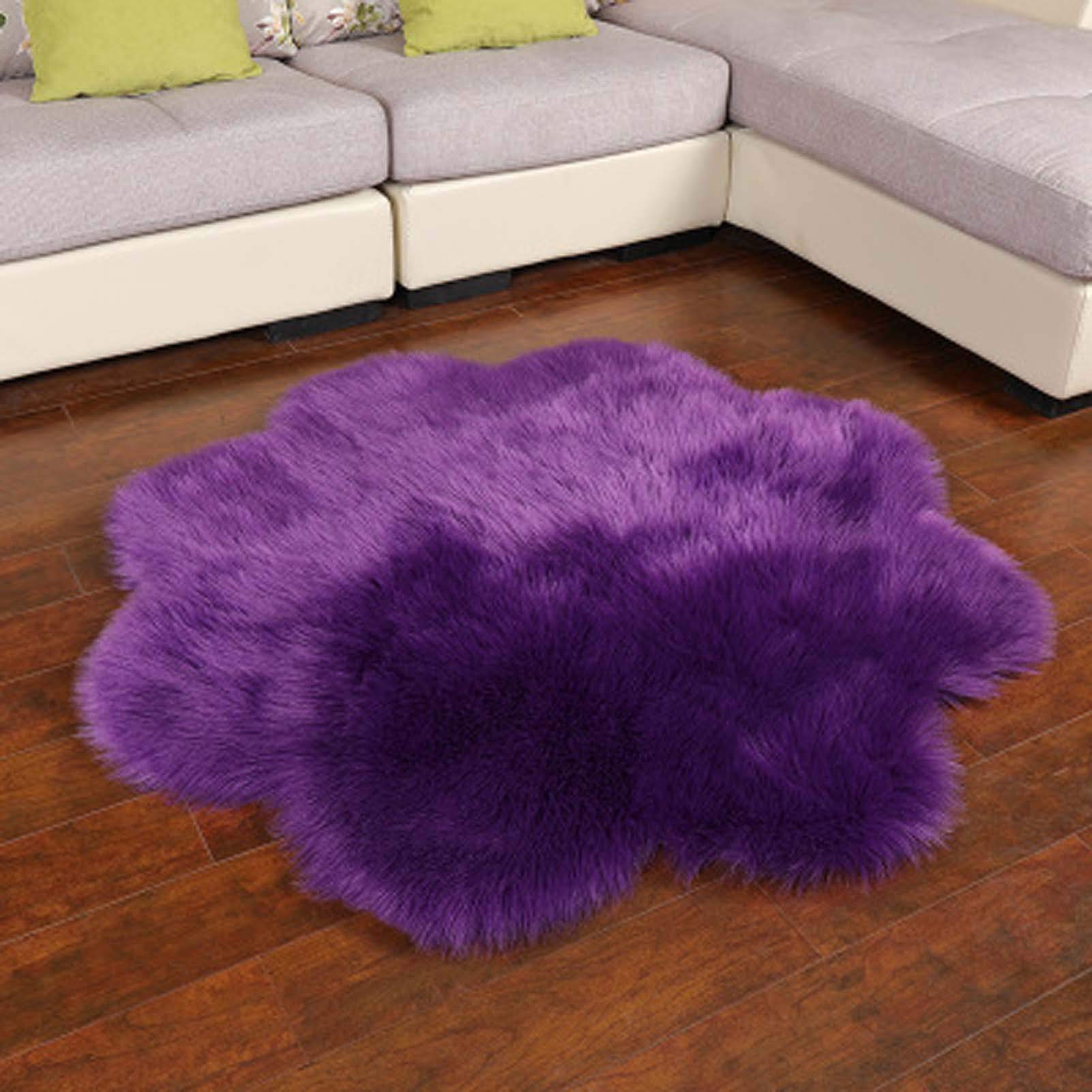Tappeto soffice in Finta Pelliccia di Pecora 150x150 cm, Lussuoso Tappeto Morbido e Peloso per cameretta, Camera da Letto, Comodino, Soggiorno, Ufficio, Decorazione per la casa.