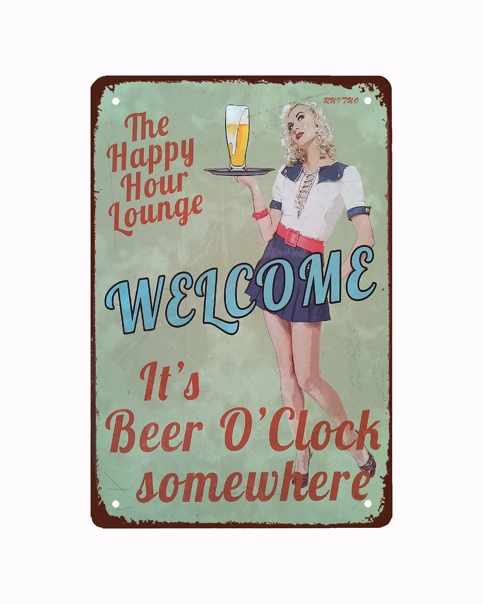The Barmaid Welcome Sign Metal Tin Sign Kitchen Pub Funny Novelty Coffee Bar 12x16inch Yard Garden Farm Man Cave