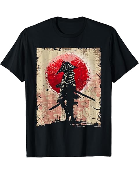 Japanese Art Samurai Vintage Fighter Retro Design T-Shirt