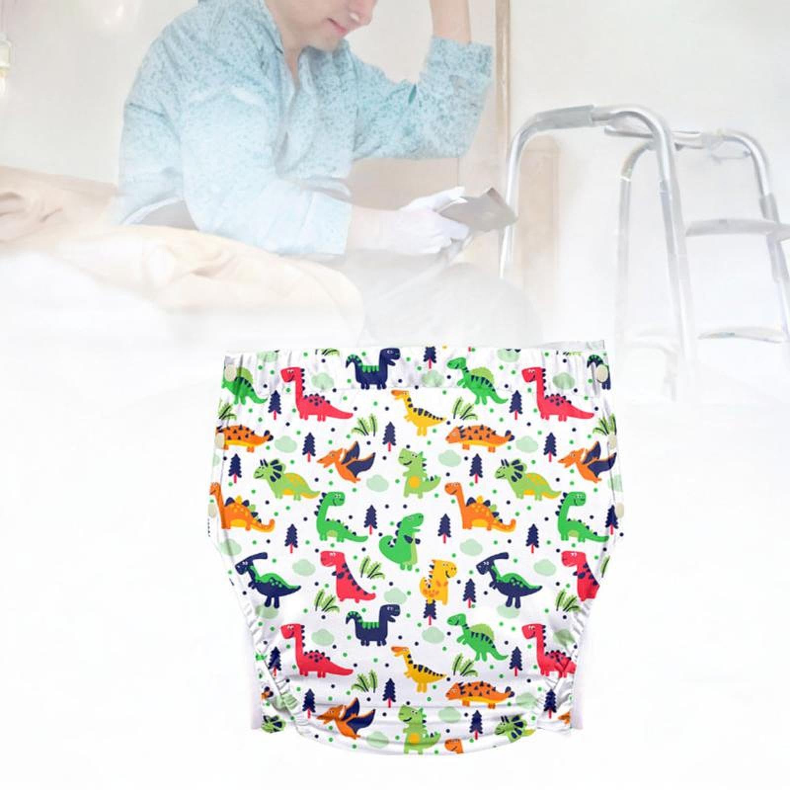 predolo Couche-culotte en tissu réutilisable pour adultes, culotte d'incontinence, housse de couche lavable robuste, housse de couche-culotte pour adultes, Dinosaure Xl