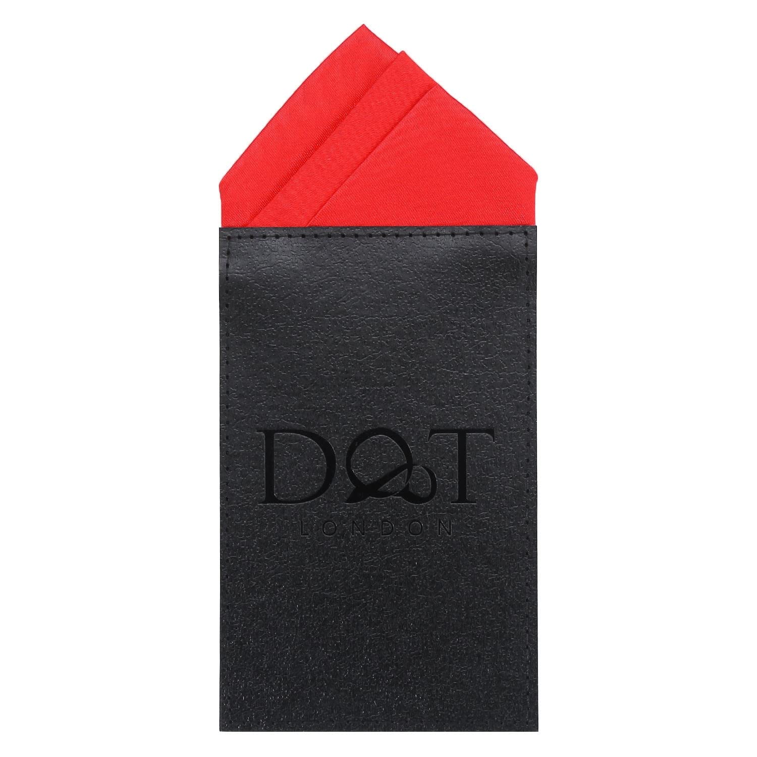 DQT Mens Plain Satin Pre-Folded One Peak Pocket Square Handkerchief - Red