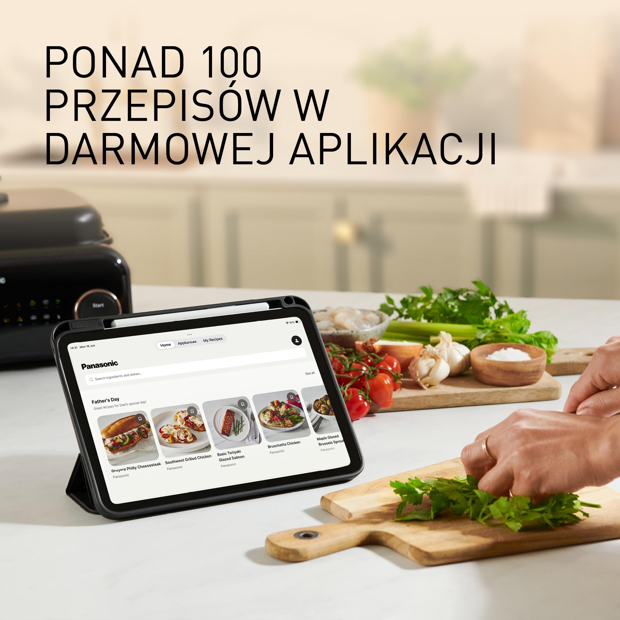 Panasonic NF-GM600KXE Garnek Elektryczny Multicooker 6 w 1, 1400 W, 40-250°C, 9 trybów automatycznych, 6 płyt, bezdymny, system odprowadzania dymu, można myć w zmywarce, przewód 2.5 m, czarny