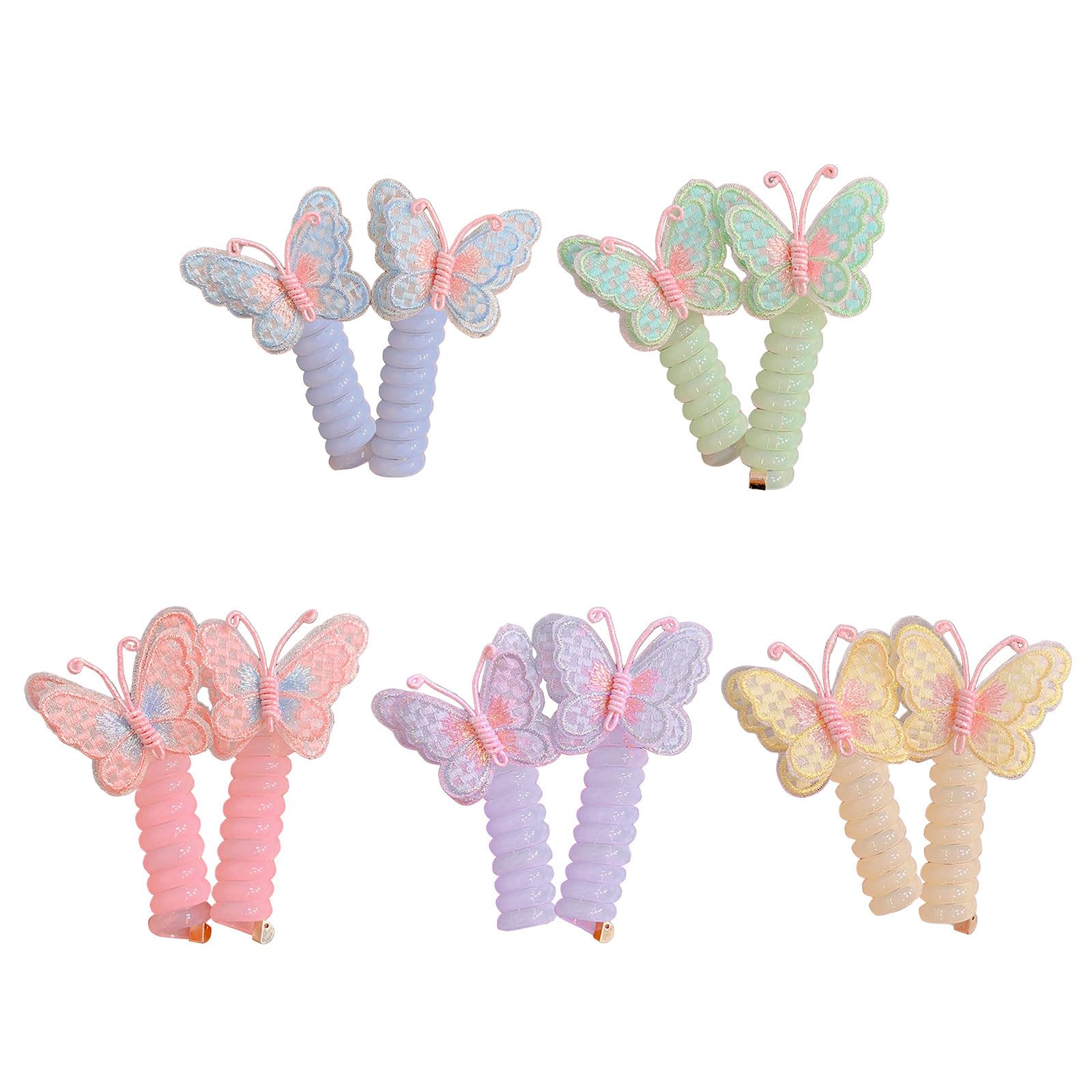 2 cintas para el pelo para niños, bordadas, con diseño de mariposa, estéticas, coleteros para el pelo de niña, coleteros