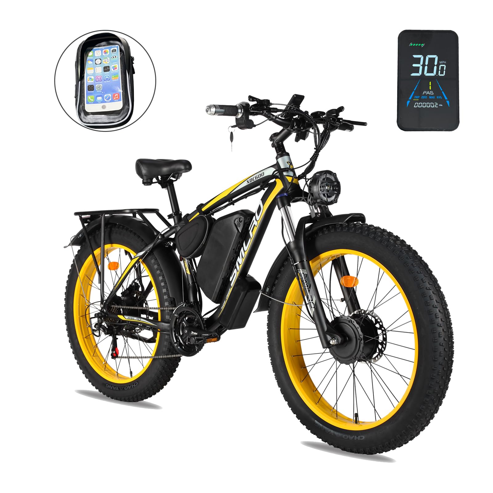 Dual Motor Electric Bike for Adults, Dual Motor 2000W 22.4Ah 35MPH AWD Ebike 26" Fat Tire MTB Hydraulic Disc Brake