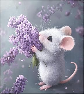 Mouse Gives A Bouquet - Cubierta magnética para lavavajillas, color lila, calcomanía magnética para decoración del hogar, cocina, fácil de limpiar y personalizar, 23 x 26 pulgadas