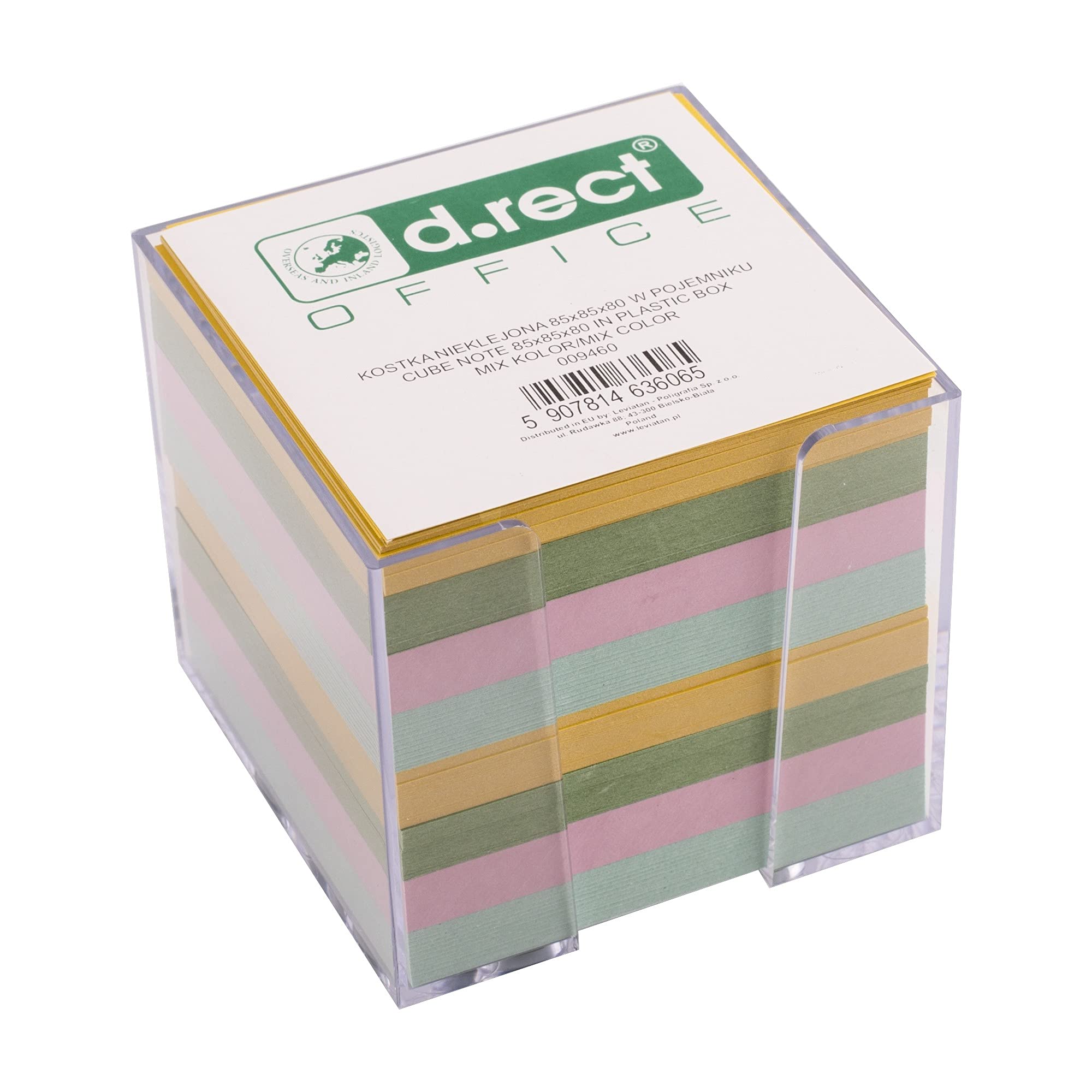 D.RECT Note Box Plastic 85 x 85 x 80 mm Approx. 700 Sheets Filled Multi-Coloured — image 1