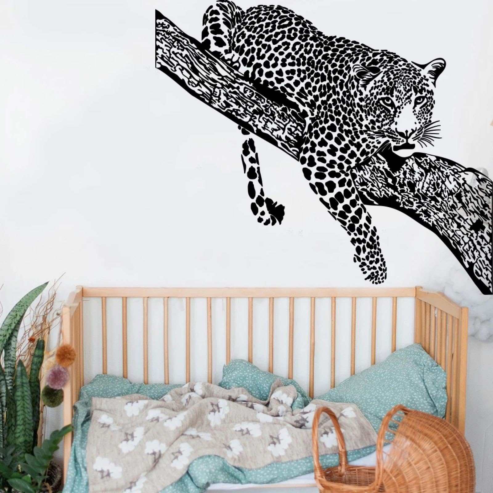WEIMEIJIE Tiger Lying on a Branch, Tiger wall Sticker, Jungle Animal Forest Children's Room playroom Bedroom Sticker.