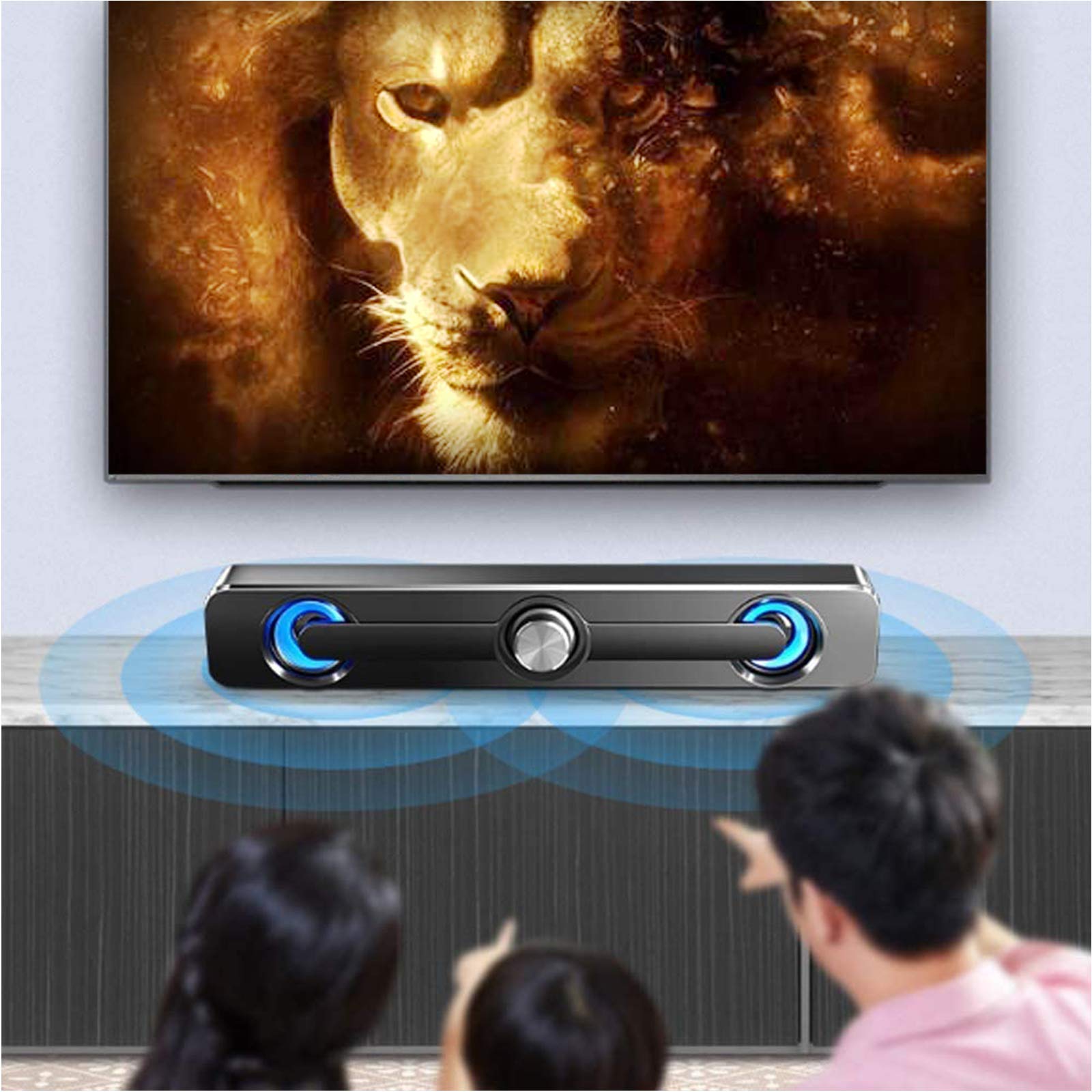 TV Sound Bar Bluetooth 5.0 z Sound Bar 2.0 Mini Przenośny Soundbar Zdalne sterowanie Podwójne metody połączenia dla smartfonów PC Muzyka i film Bezprzewodowe głośniki, białe The New