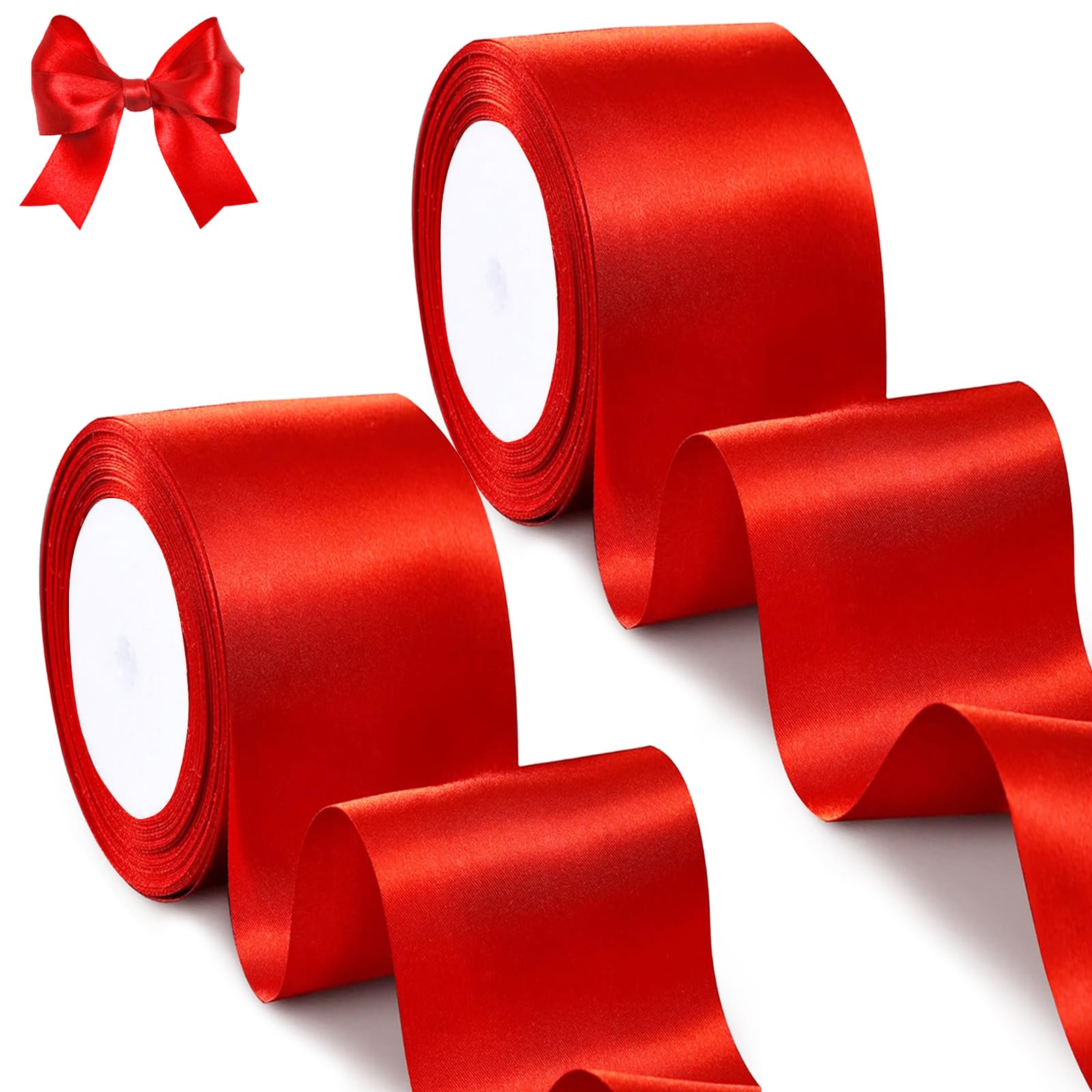 Ruban de satin rouge qingmeng idéal pour vos emballages de cadeaux de mariage et Noël