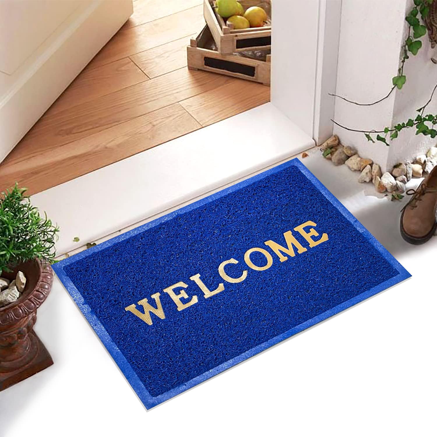 FOOTPRINT Blue Welcome Doormat | 40 x 60 CMS. | Indoor & Outdoor Mats | Dust, Heat & Water Resistant