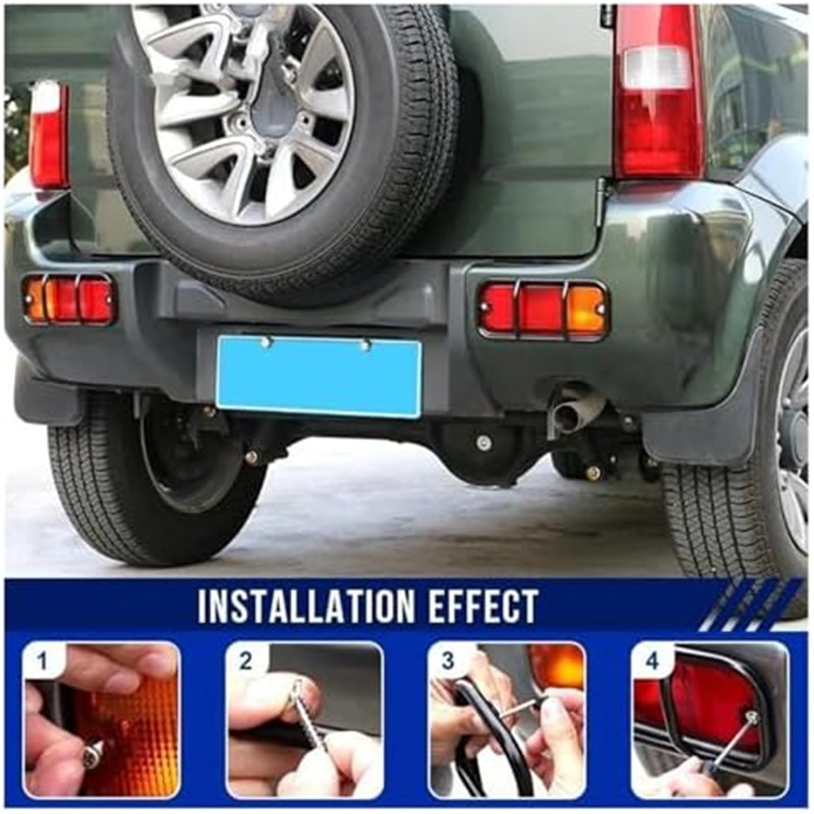 Osłony lamp tylnych, do Jimny 2007 Up Żelazny zderzak samochodowy Tylny zderzak Lampa przeciwmgielna Dekoracja światła Osłona tylnego światła przeciwmgielnego Akcesoria Tylna lampa Lampa tylna