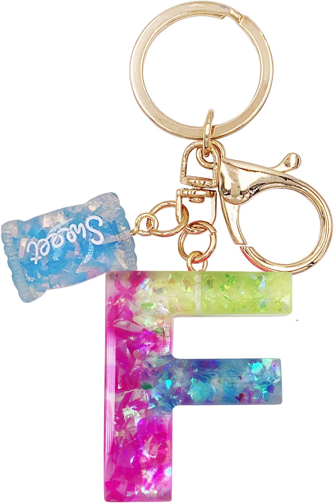 SELOVO Initial Keychain Letter Alphabet Sweet Bag Charm Key Chain for Women Girl
