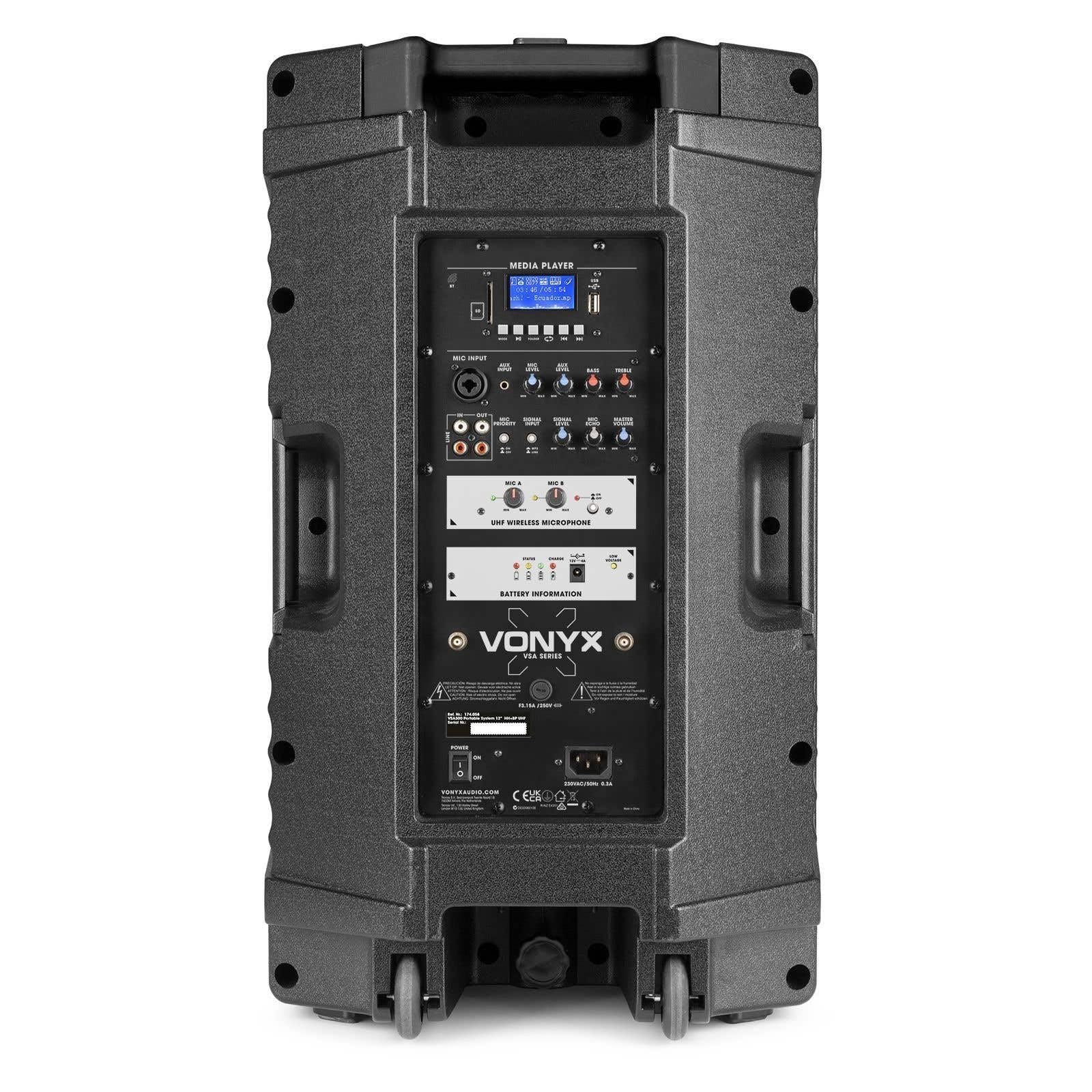 Portable speaker met Bluetooth - Vonyx VSA500-BP - met draadloze microfoon en headset microfoon - 800W