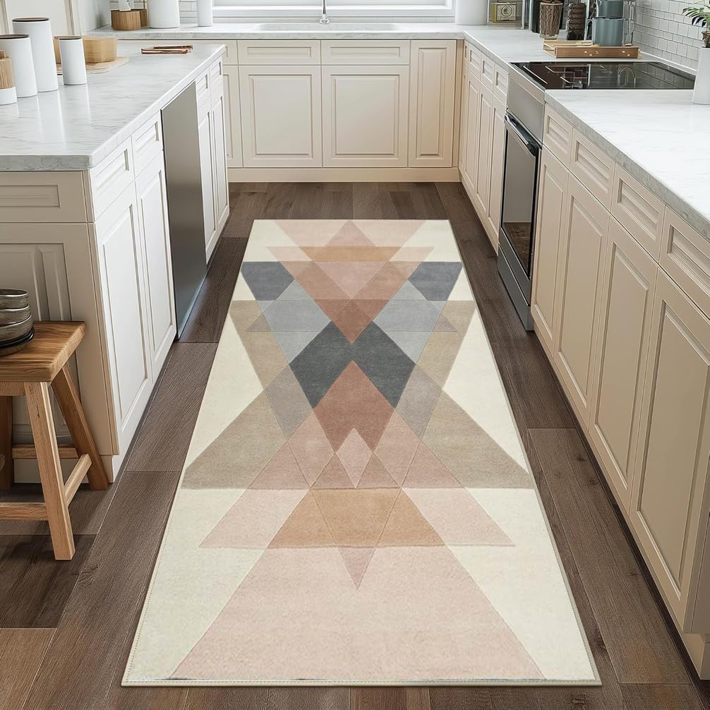 Passatoia Corridoio Antiscivolo Tappeto Cucina Beige Personalizzate Tappetto Tappeto Salotto per Soggiorno Camera da Letto corridoio Entrata Bagno ，120 x 270 cm
