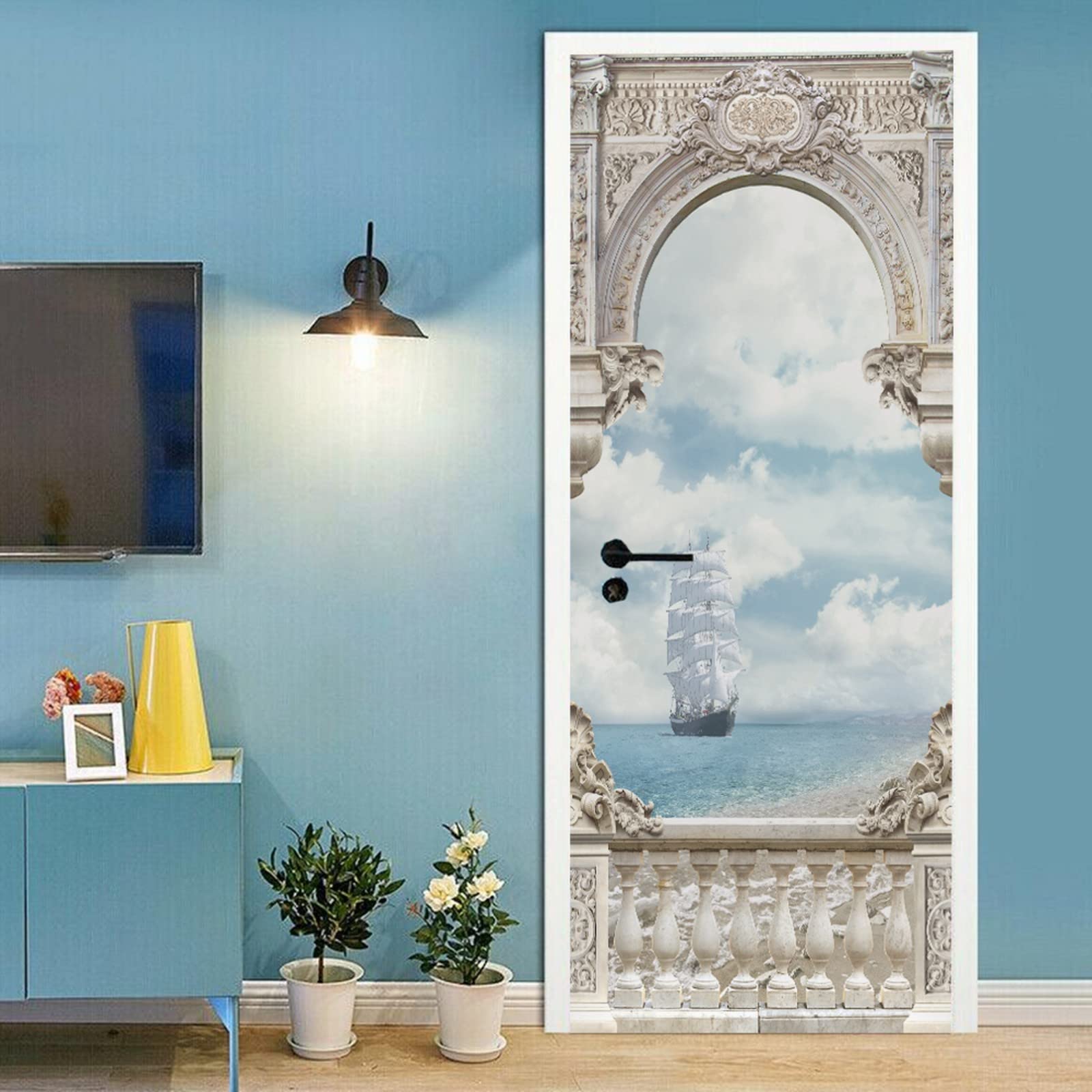 Sticker Porte 3D Effet Bois - Autocollant Déco Adhésif Pour Porte Intérieure - Facile à Poser