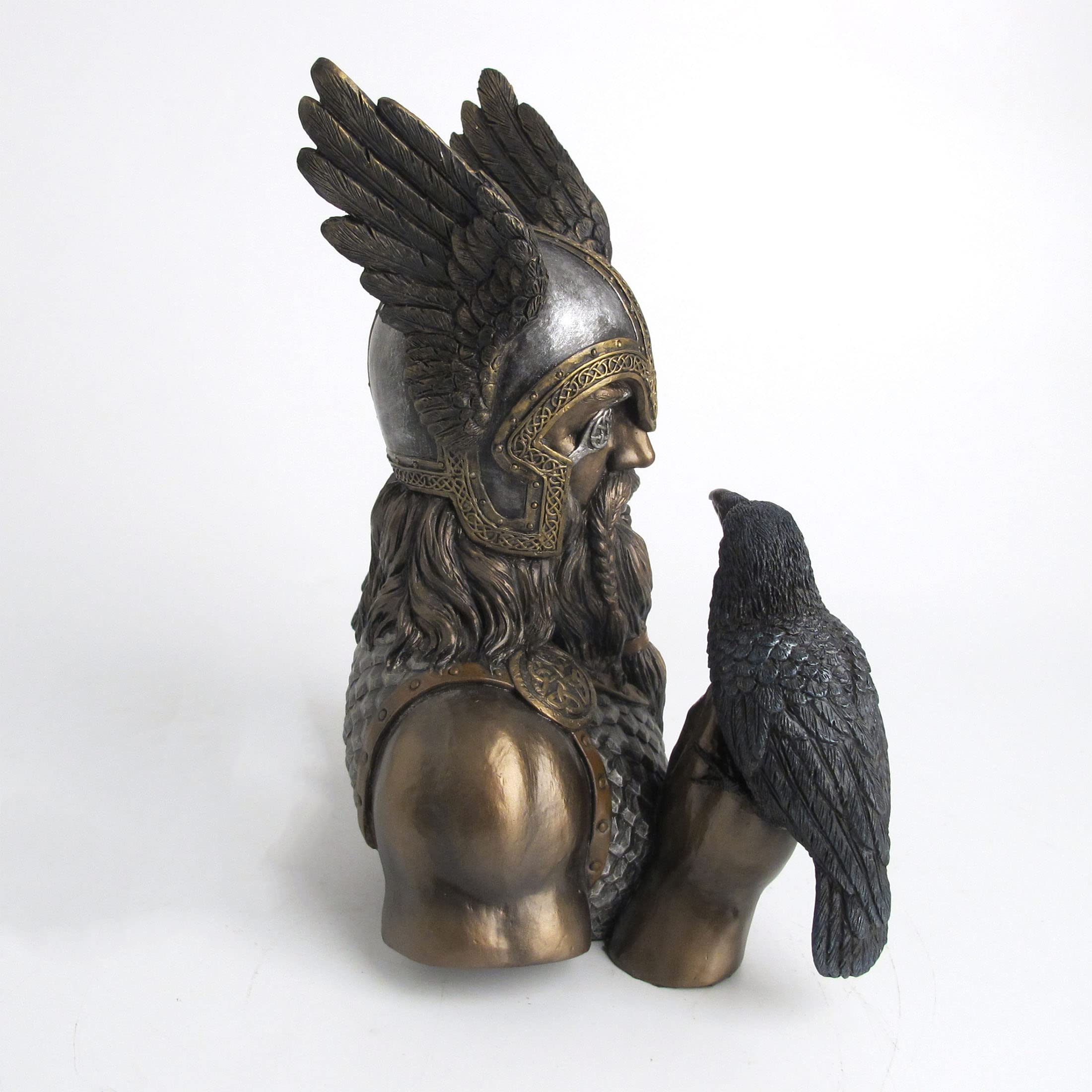 Veronese Design Żywica z brązu nordycki bóg odin popiersie dekoracja domu wiking kruk rzeźba pogańska statuetka