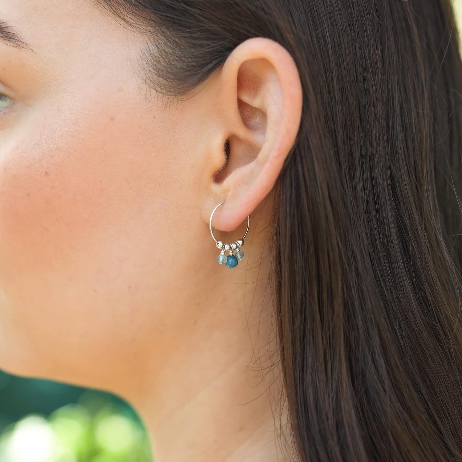 Luna Tide Apatite Hoop Earrings in Sterling Silver