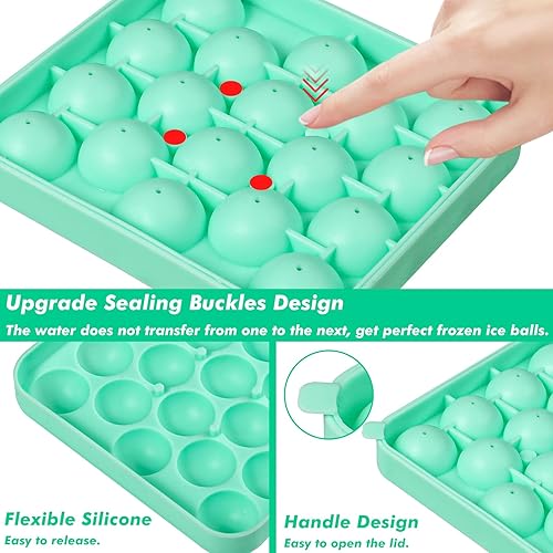 Miniatura 4 de Webake Paquete de 2 moldes redondos de silicona para cubitos de hielo, máquina de bolas de hielo de 1.1 pulgadas, bandeja circular de silicona de