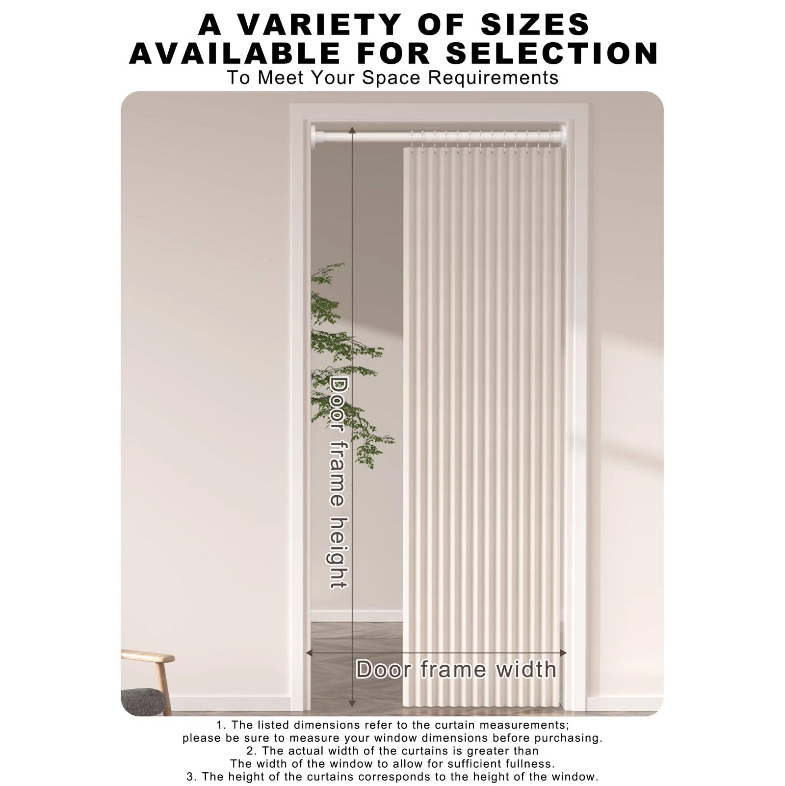 Rideau d'intimité pliable, rideau de porte plissé magnétique avec tringles de tension pour porte, chambre à coucher, salon