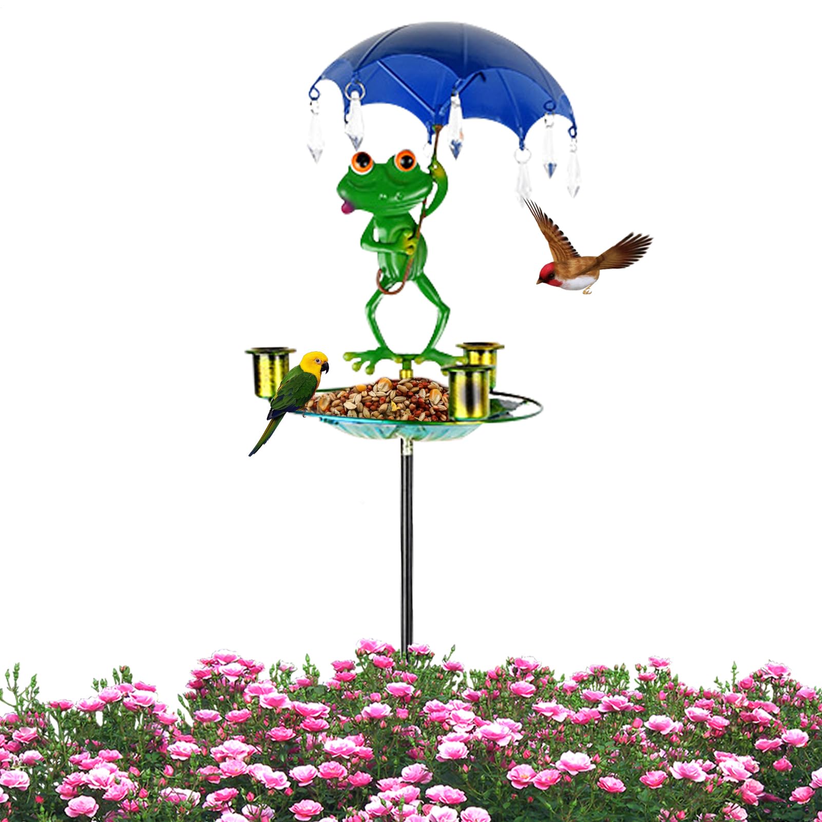 Distributeur d'eau pour oiseaux en métal rétro : abreuvoir résistant aux intempéries pour jardin