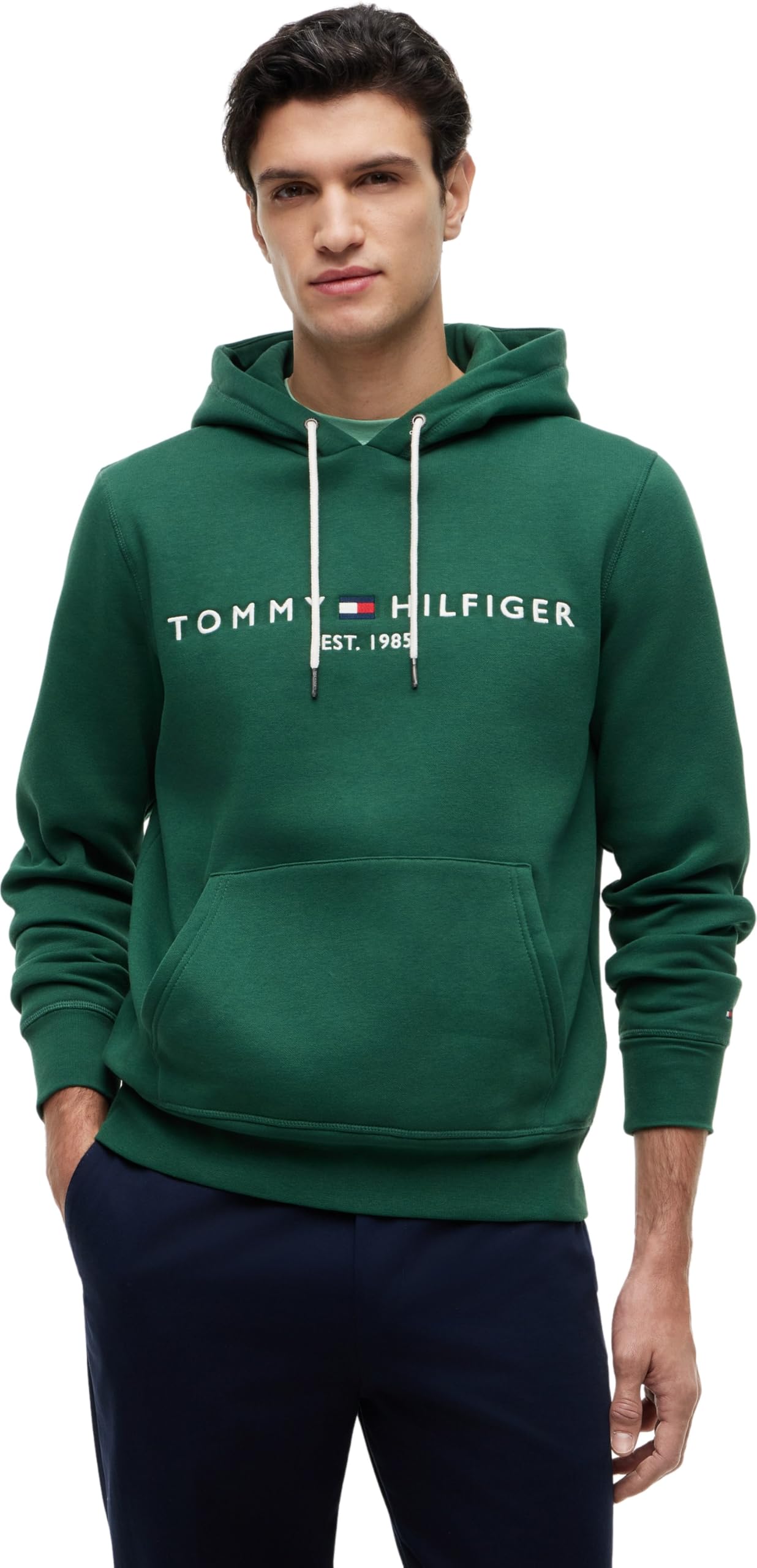 Tommy Hilfiger Men's Green Logo Hoodie in Size M, Sports Direct