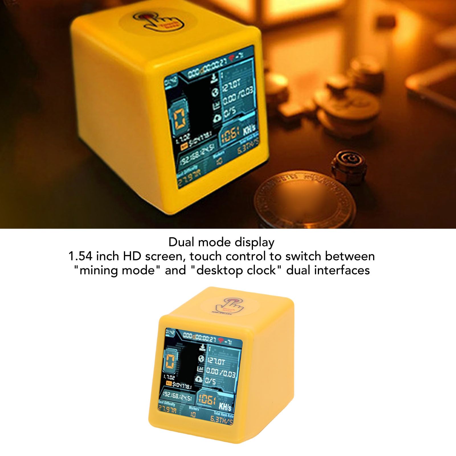 Bitcoin Miner mit WiFi Bluetooth 1060 KH S Hashrate, 1,54 Zoll Smart Display, Kryptowährungs-Mining
