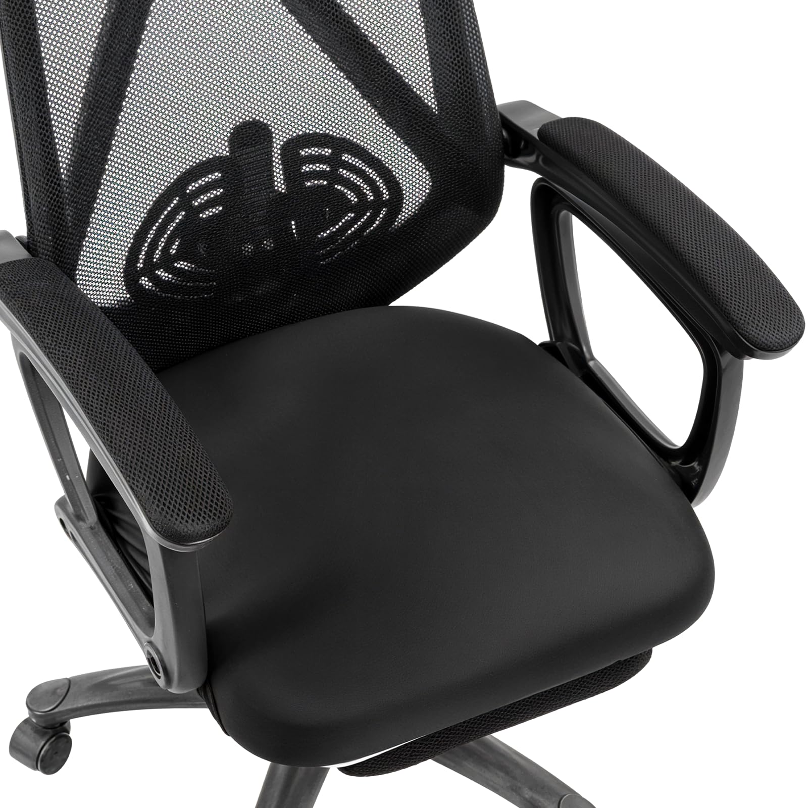 Trinkrittey Funda para silla de oficina, funda para silla de videojuegos, color negro, elástica, extraíble, lavable, universal, para oficina, ordenador, giratoria, para ordenador, reposabrazos, silla
