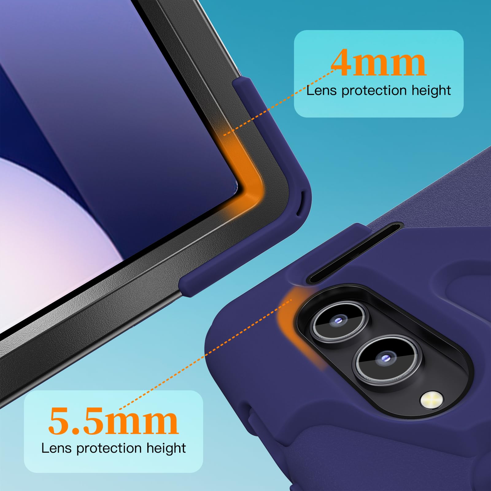 Etui kompatybilne z Samsung Galaxy Tab S12 Ultra 37.1 cm 2026 (SM-X940/SM-X946B), klasy wojskowej, odporne na wstrząsy, pokrowiec ochronny, stojak, pasek na rękę i pasek na ramię, odporne na upadki