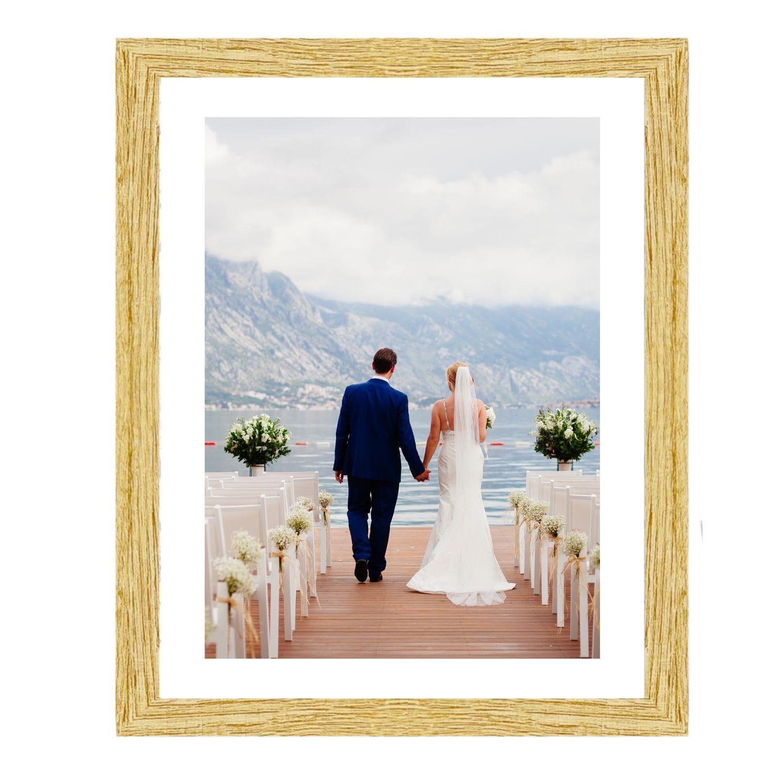 Pack 12 Wood Effect Picture Frame 8 x 10 - Photo Frame Real Glass Front - Family Photos Wall Hanging Art Display - Portrait Landscape Freestanding Tabletop Frame