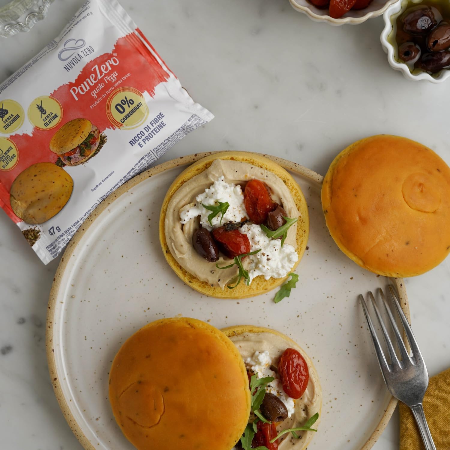 Nuvola Zero - Pane Zero Pizza, Pan Sin Carbohidratos, Sin Azúcar, Sin Lactosa, Alto en Fibra y Proteínas, Sin Gluten, Paquete de 12 uds, Fabricado en Italia