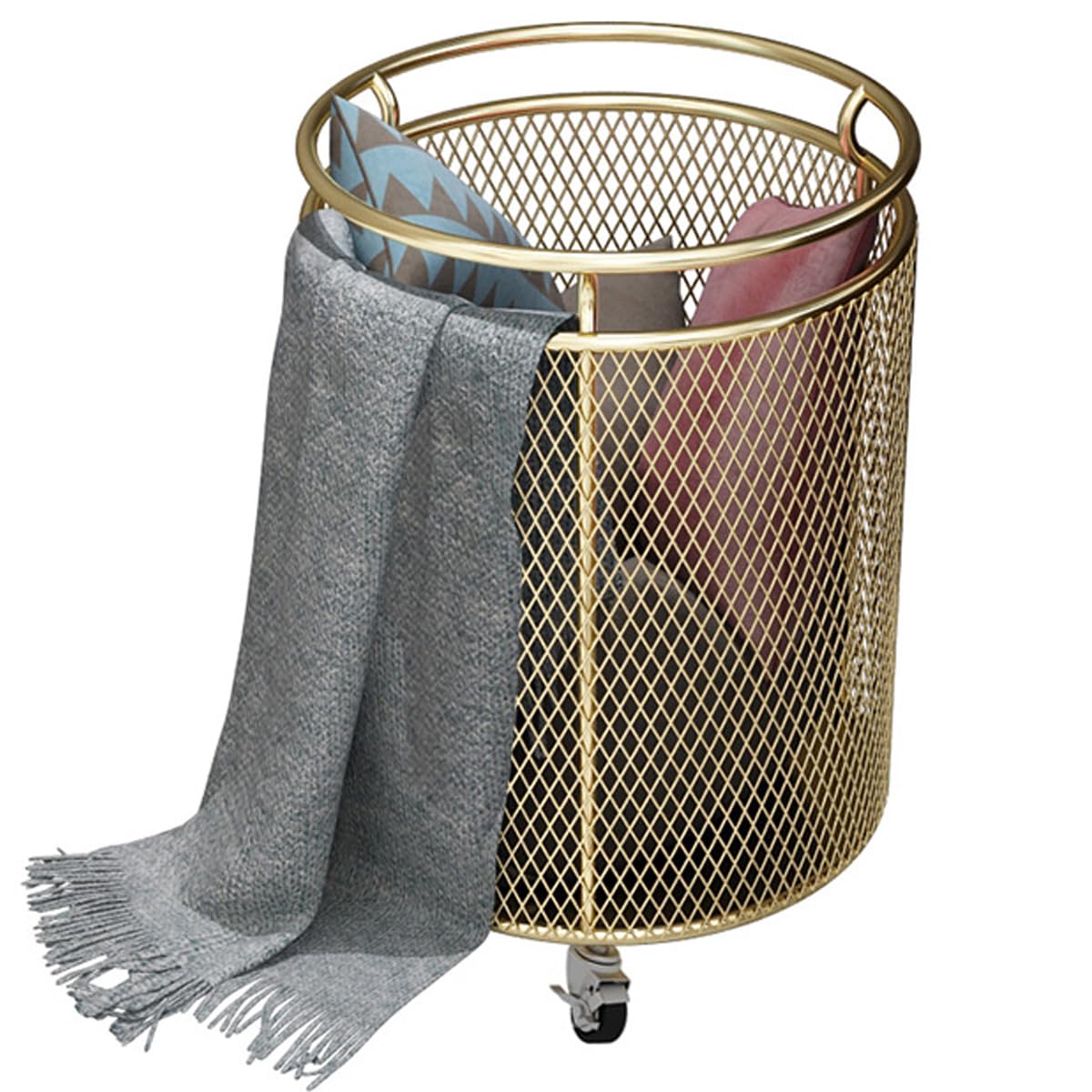Panier à linge roulant en métal noir pour le rangement de la salle de bain