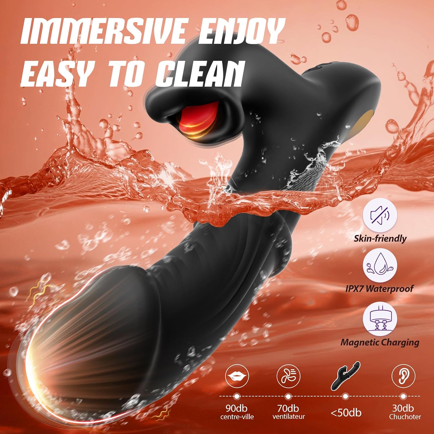 Toendi Black Dildo Sex Toy for Women, Thrusting Dildos with Sliding Ring