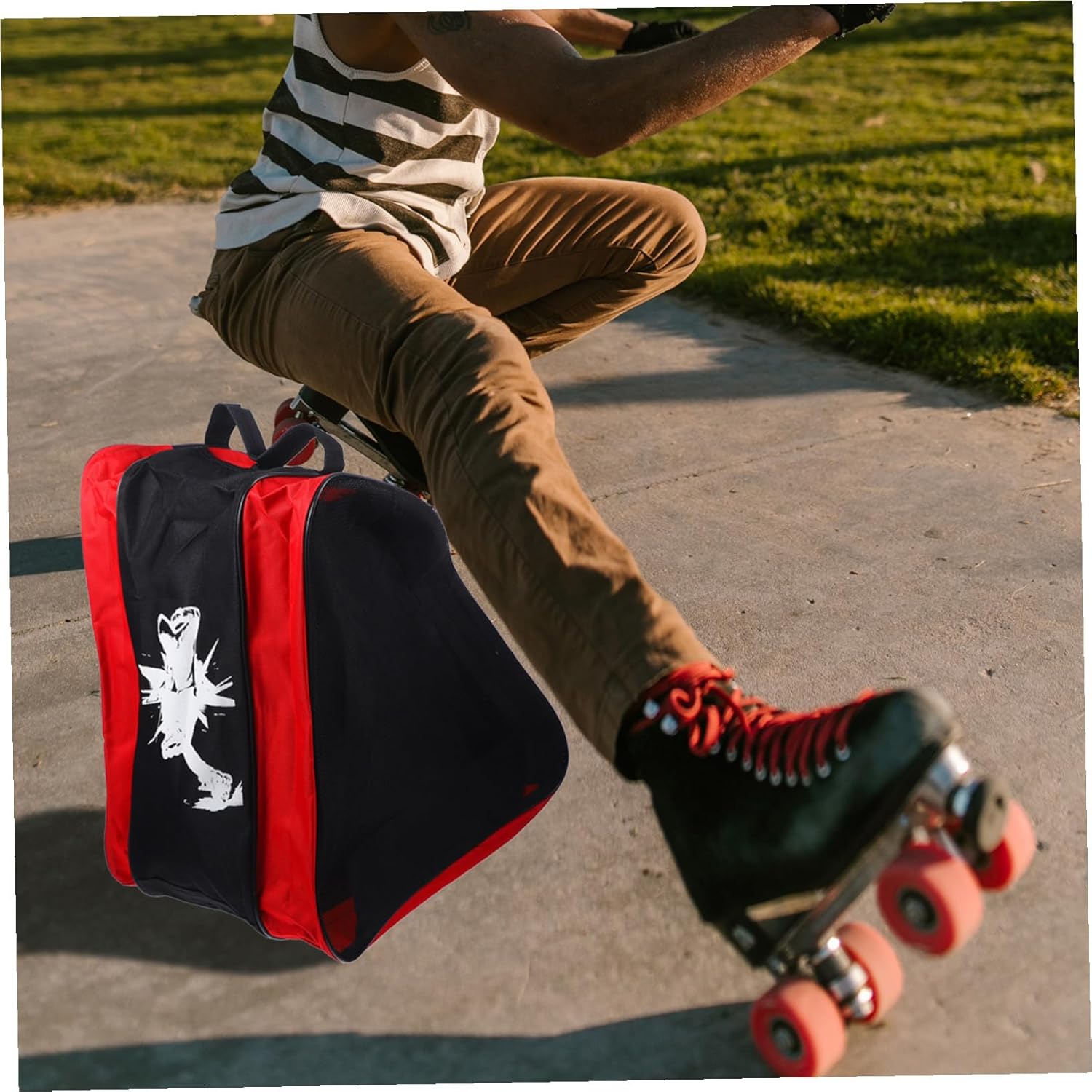 Portable Triangle Ice Skate Storage Bag Comfortable Roller Skate Pouch for Adults and Practical Single Shoulder Skating Shoe Container