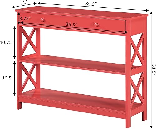 Miniatura 70 de Convenience Concepts - Mesa auxiliar con 1 cajón, color gris, colección Oxford Gris,Barnwood/Negro,Negro -,Mármol sintético