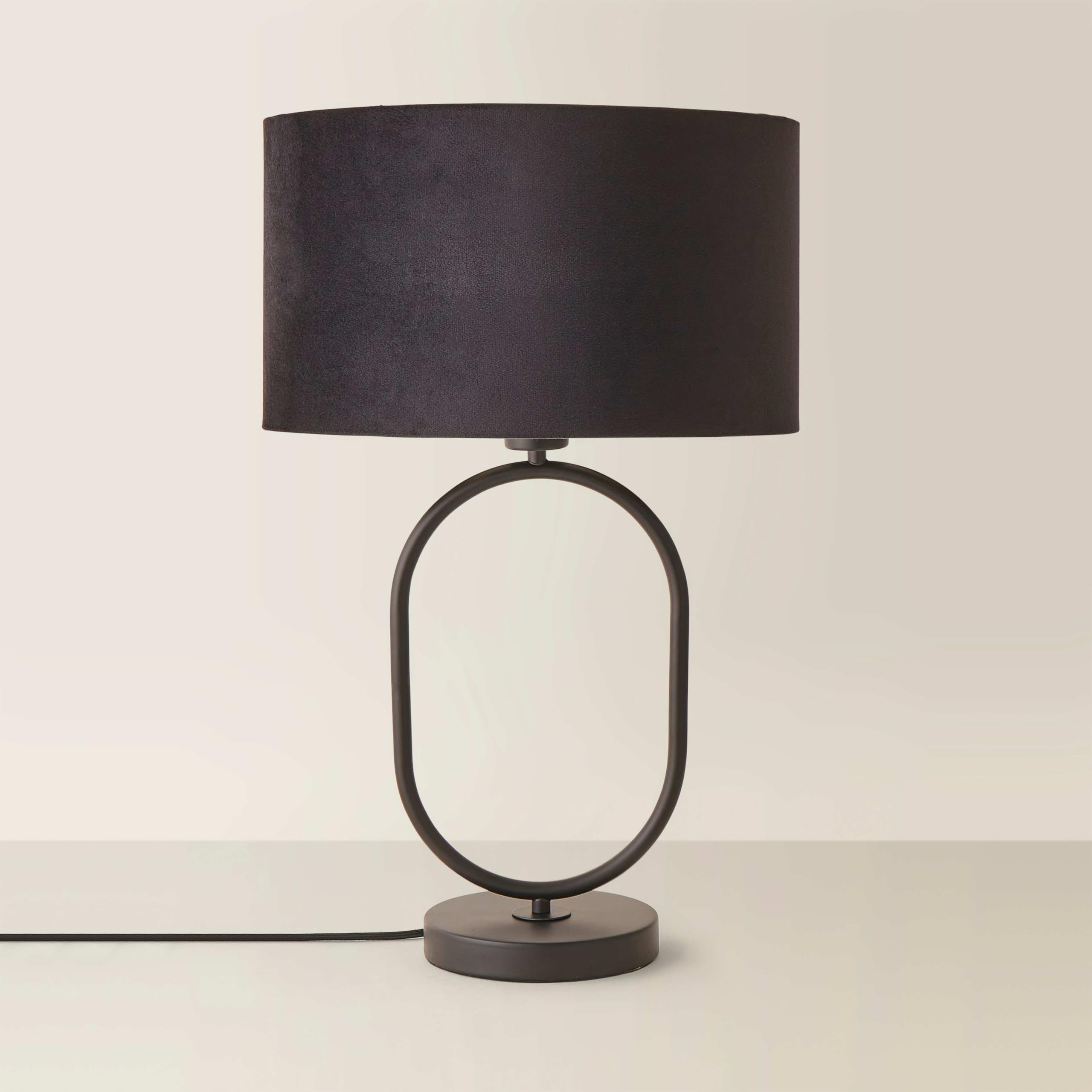 ValueLights | Antonia Black Velvet Drum Lamp Shade Matte Black Oval Table Lamp | Table Lamps, Home Décor & Improvement Essential