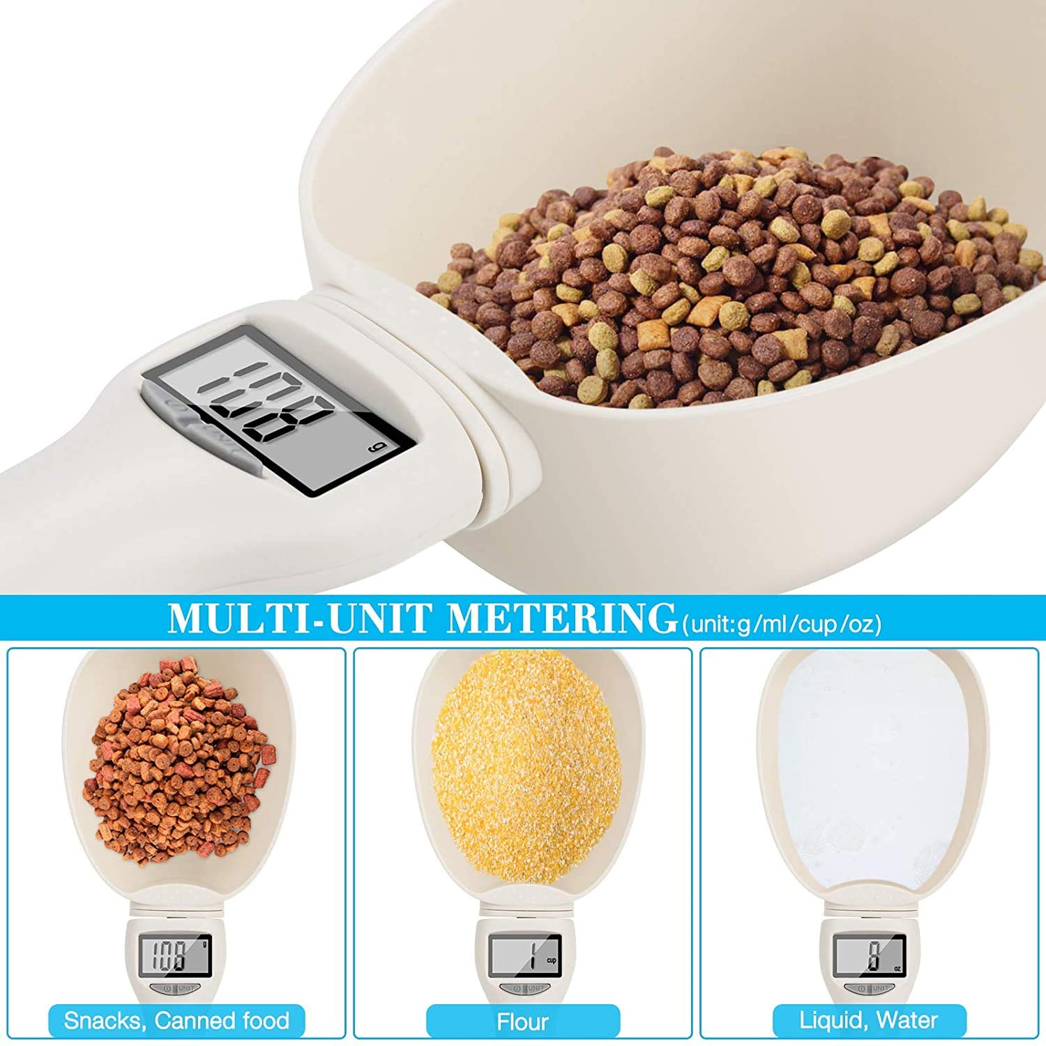 Digitaler Tierfutter Messlöffel Mit LCD - Elektronische Löffelwaage Für Hunde & Katzen
