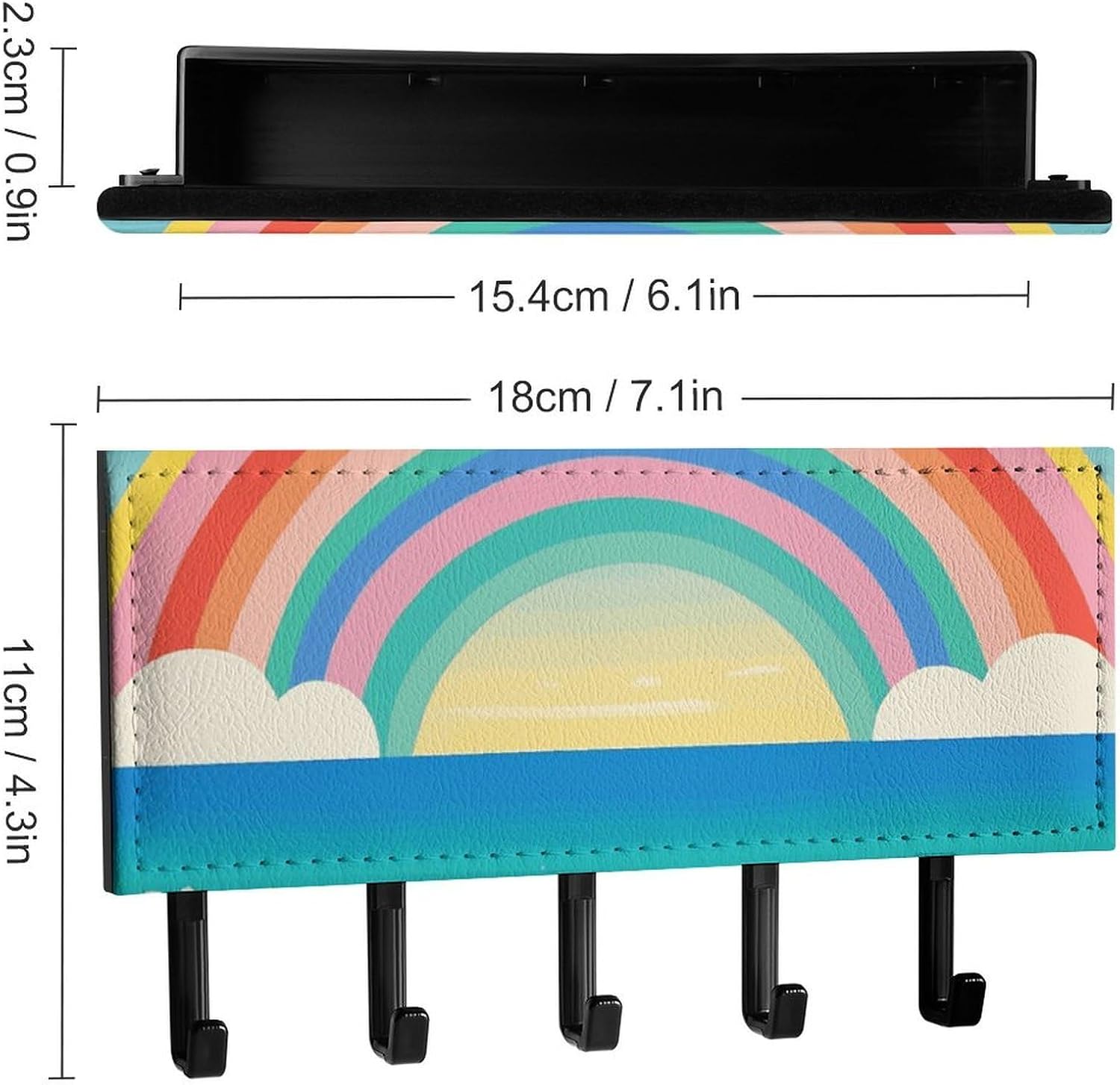 Cartoon Rainbow Beach Key Holder Wall Mounted, Adhesive Key Rack image 2
