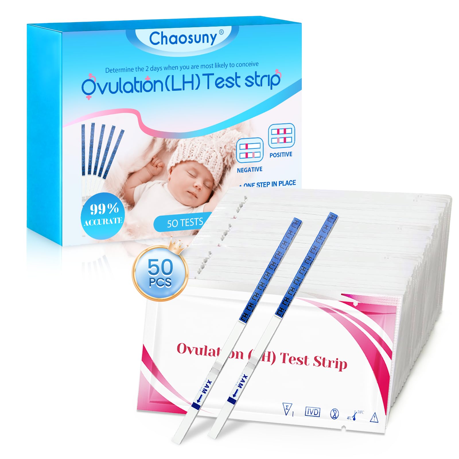 Test d Ovulation Bandelette, Test de Ovulation pour Femme, Haute Sensitivity Ovulation Test, Fast and Accurate Results
