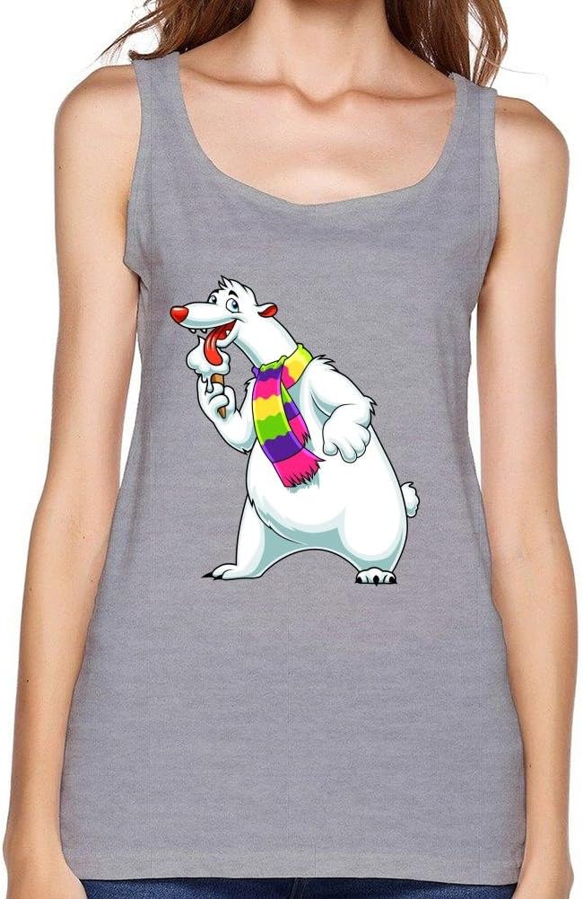Women's Custom Cartoon White Bear Eats Ice Cream Tank Top By MSNZS