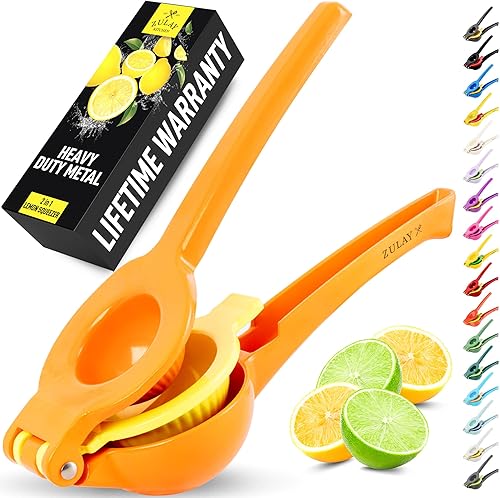Miniatura 22 de Zulay Kitchen Exprimidor de limón 2 en 1 de metal - Exprimidor de mano de extracción máxima resistente que obtiene hasta la última gota - Exprimidor