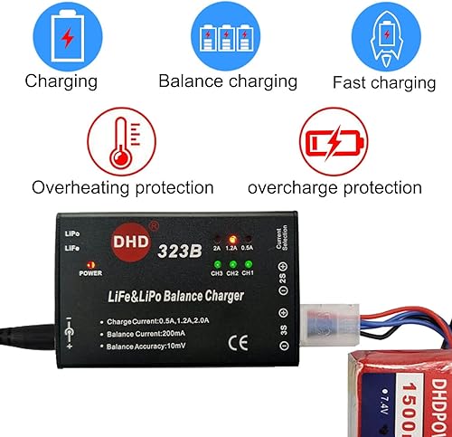 Miniatura 2 de 20W 2A 323B RC Cargador de equilibrio de batería para 2S 3S 7.4v 11.1v LiPo 6.6V 9.9V Life RC Battery Pack y RC Car Drone Truck Helicóptero Airsoft