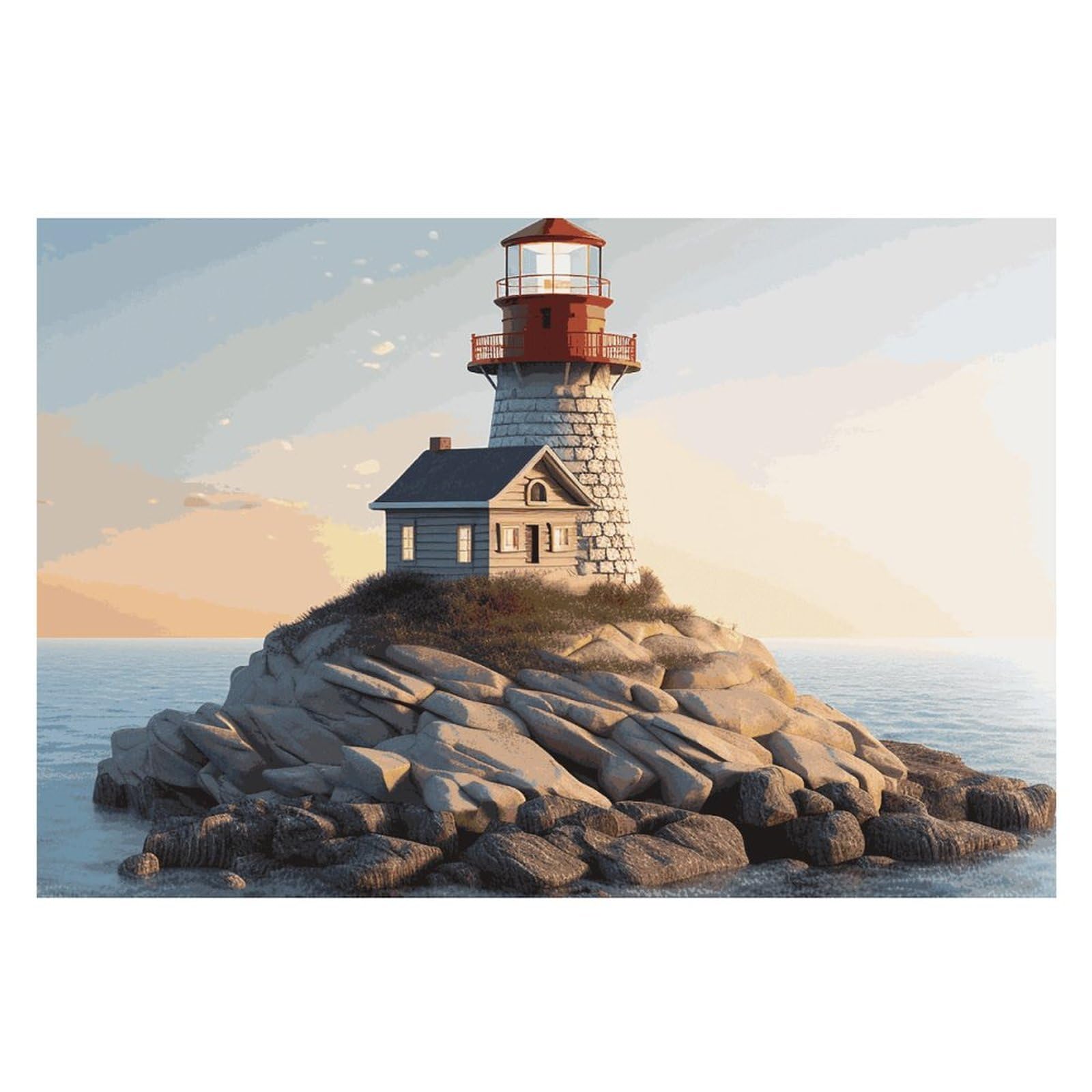 3D Seaside Lighthouse Placemats Wipeable Heat Resistant Table Mats Washable Flax Place Mats Elegant Cloth Non-Slip Placemat for Kitchen Dinning Party Table Decor 12 * 18 in