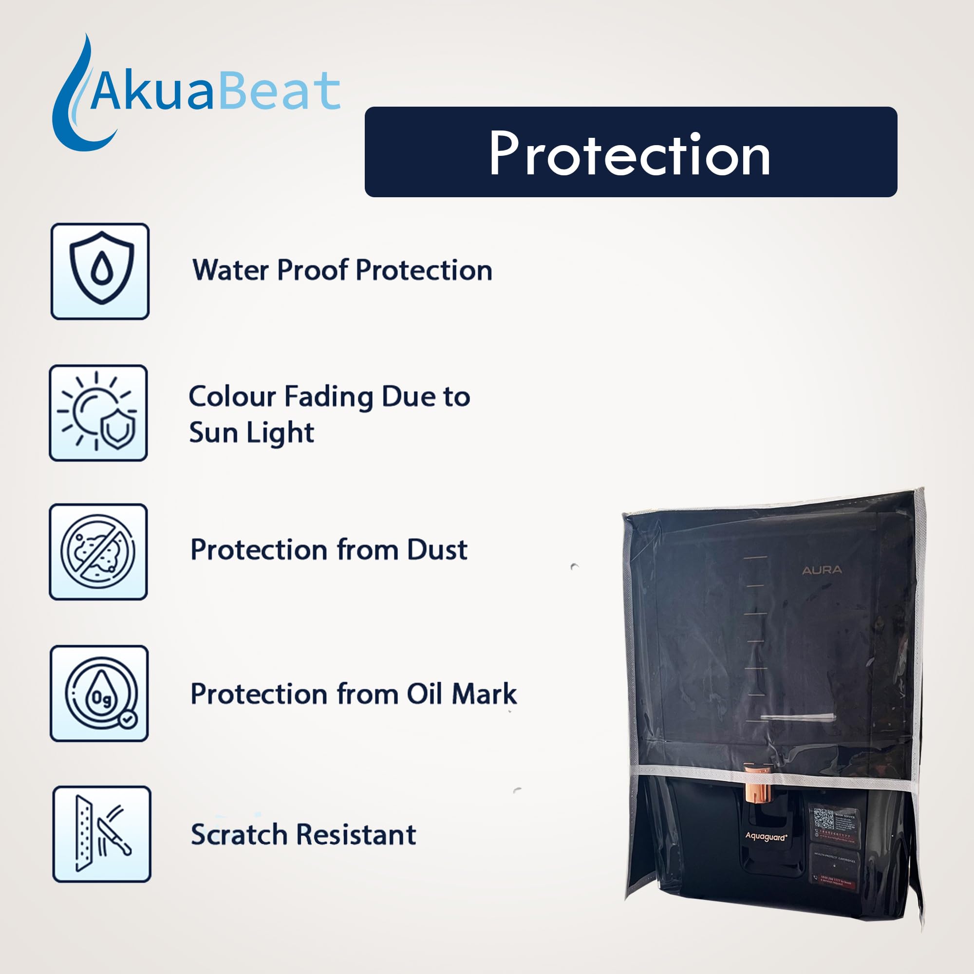 AkuaBeat Polyvinyl Chloride(Pvc)Body Protective Cover For Eureka Forbes Aquaguard Aura Ro+Uv+Uf With Active Copper Water Purifier 2